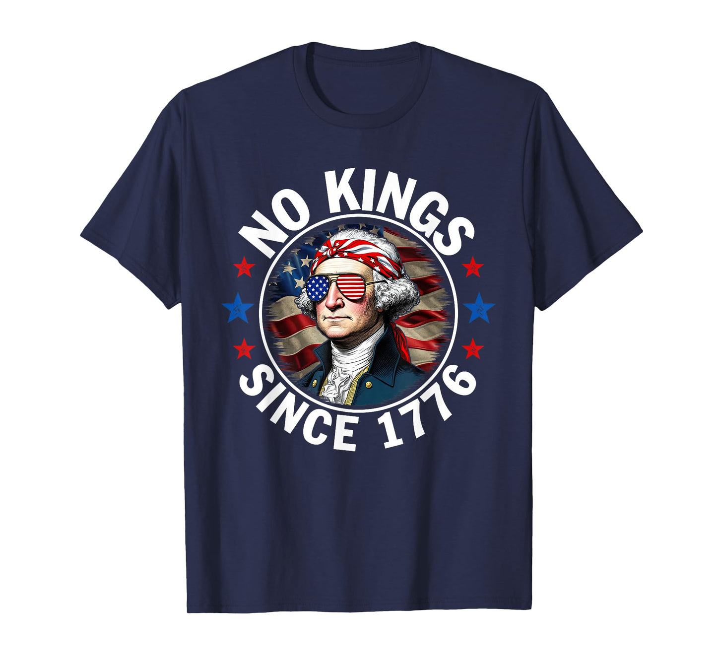 No Kings in America Since 1776 Distressed USA Flag Vintage T-Shirt