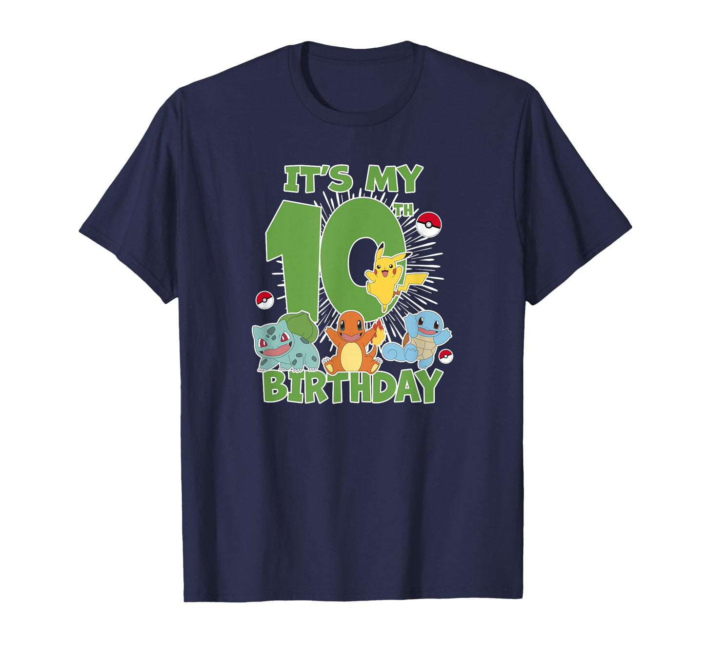 Pokémon It's My 10th Birthday Kanto Starters Celebration T-Shirt