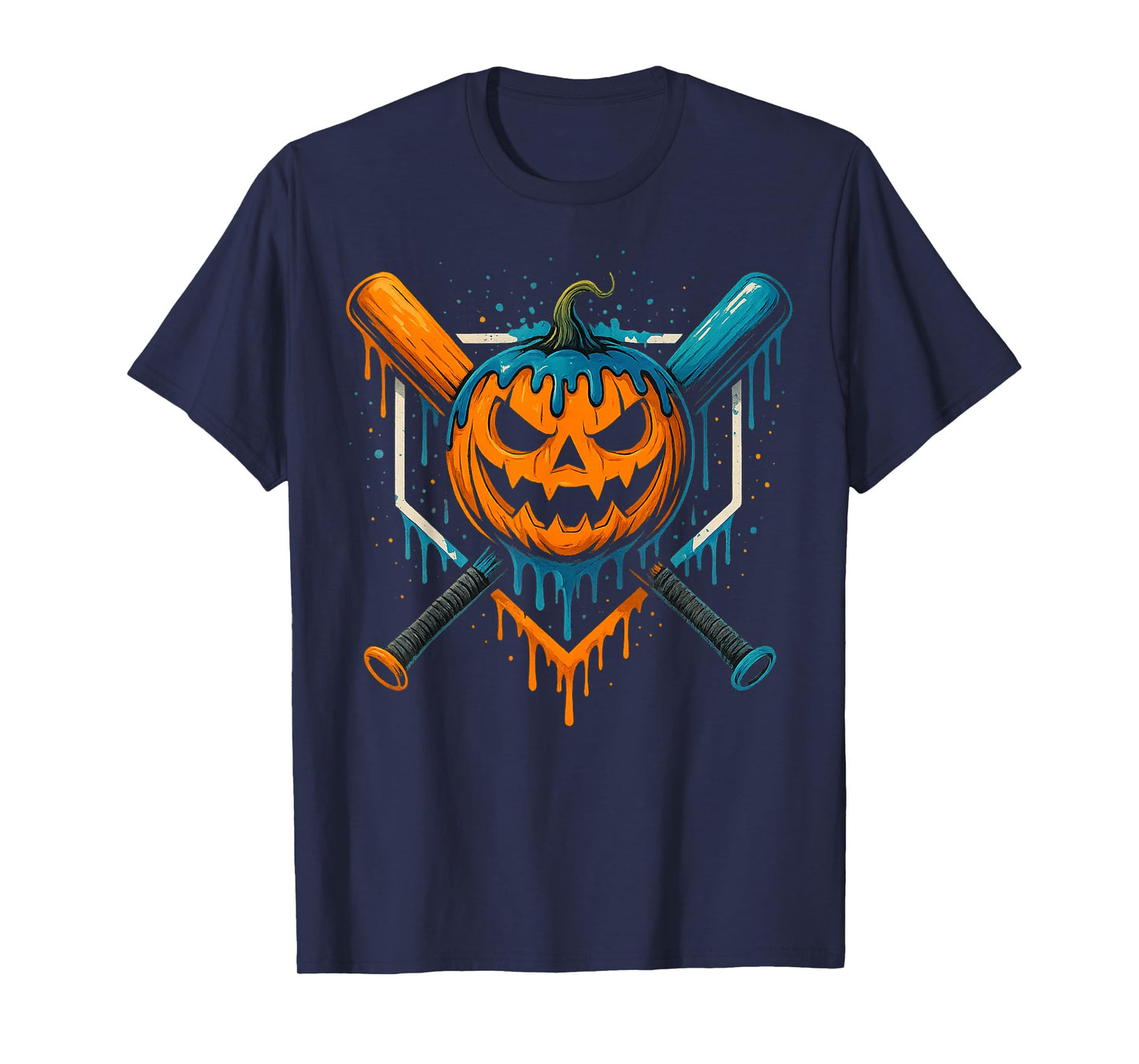 Pumpkin Halloween Baseball Ice Cream Drip Spooky Boys Youth T-Shirt