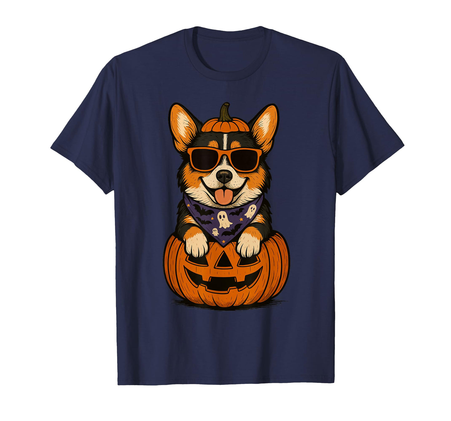 Spooky Tri Color Corgi Pumpkin Halloween Dog Lover T-Shirt