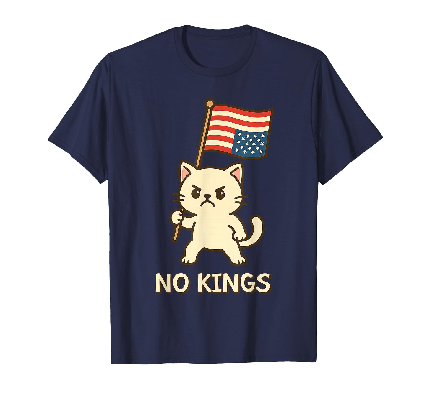American Flag Upside Down Cat No Kings T-Shirt