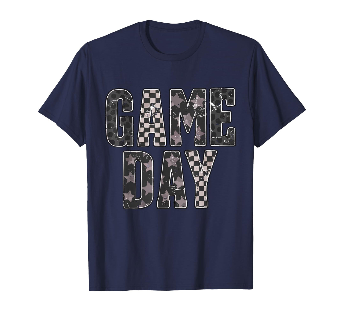 Checkered Game Day Football Team Sport Cute Touchdown Season T-Shirt