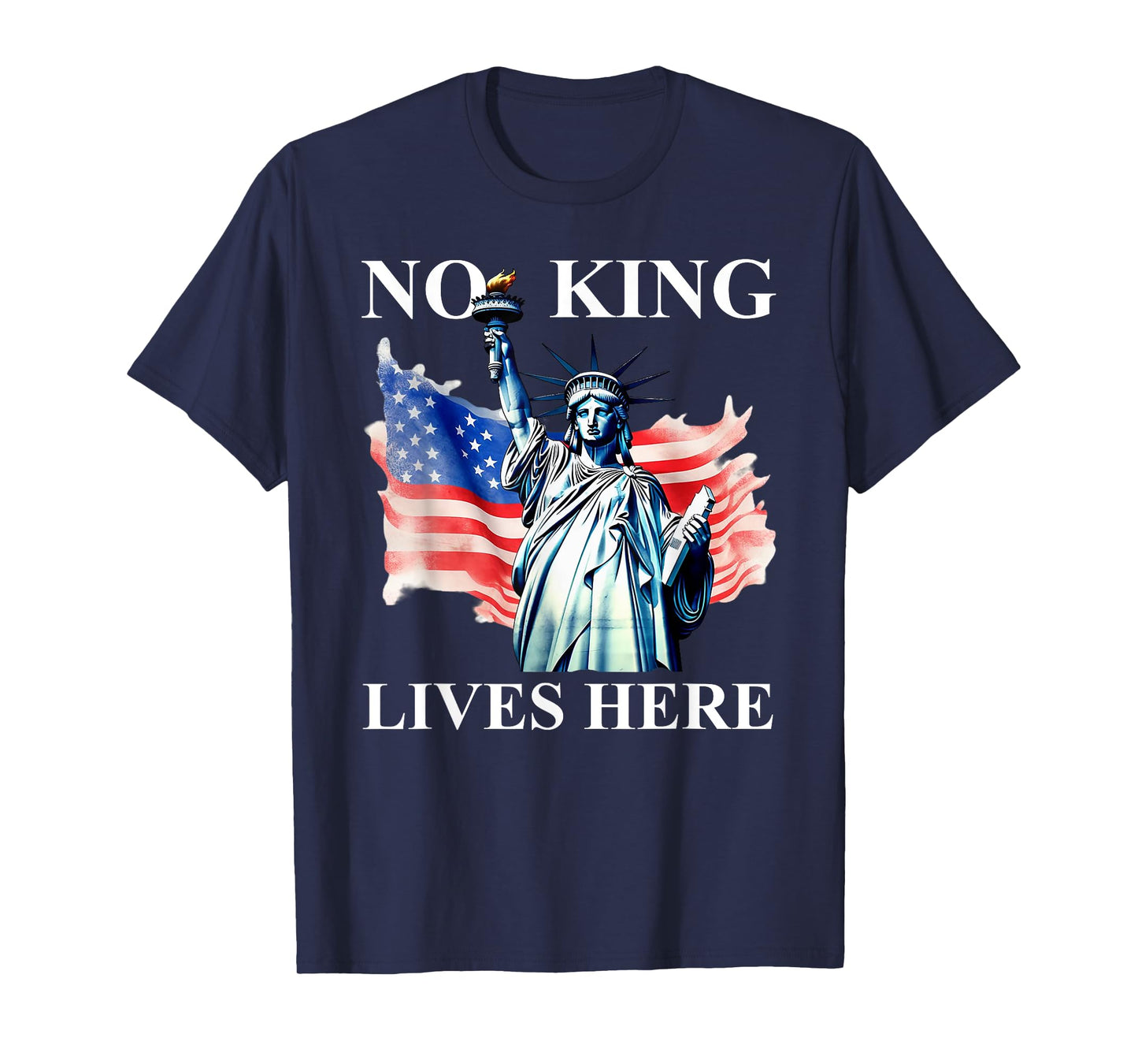 No King Lives Here No Kings in America Freedom American Flag T-Shirt