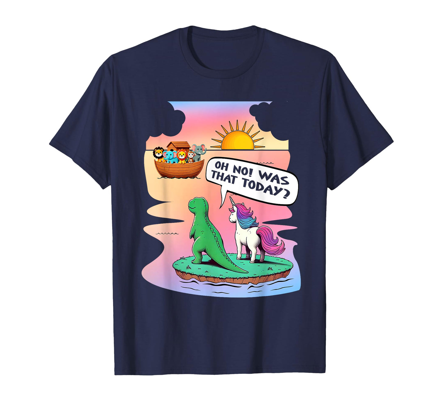 Noah Ark Unicorn Dinosaur Christian Jesus Catholics Bible T-Shirt