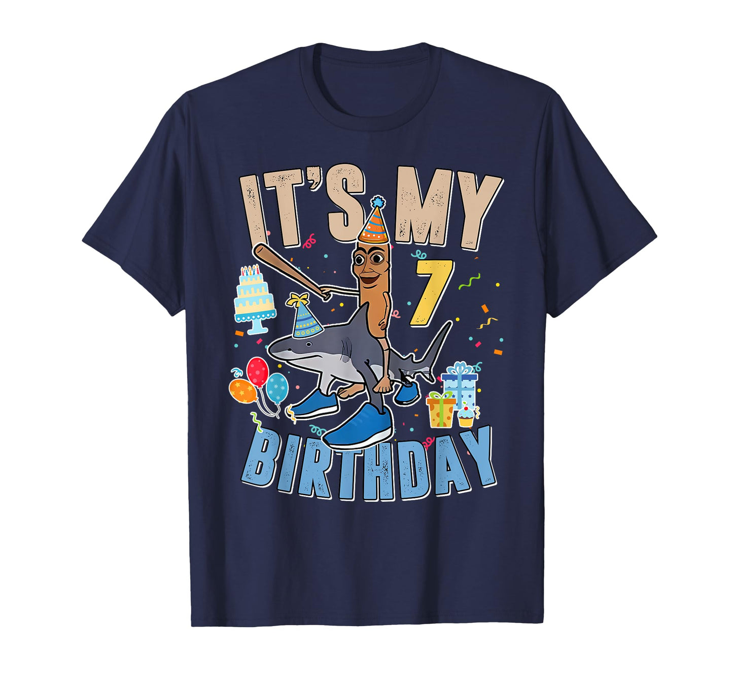 It's My 7th Birthday Tung Tung Tung Sahur Tralalero Tralala T-Shirt