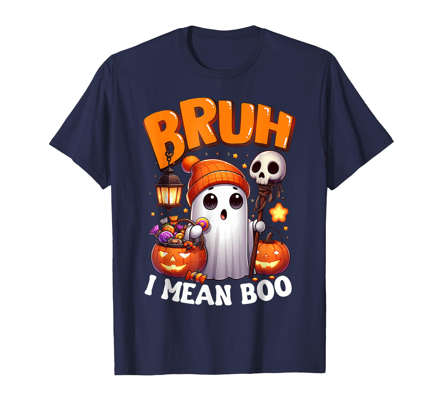 Cute Ghost Trick Or Treat Candy Bruh Ghost Halloween T-Shirt