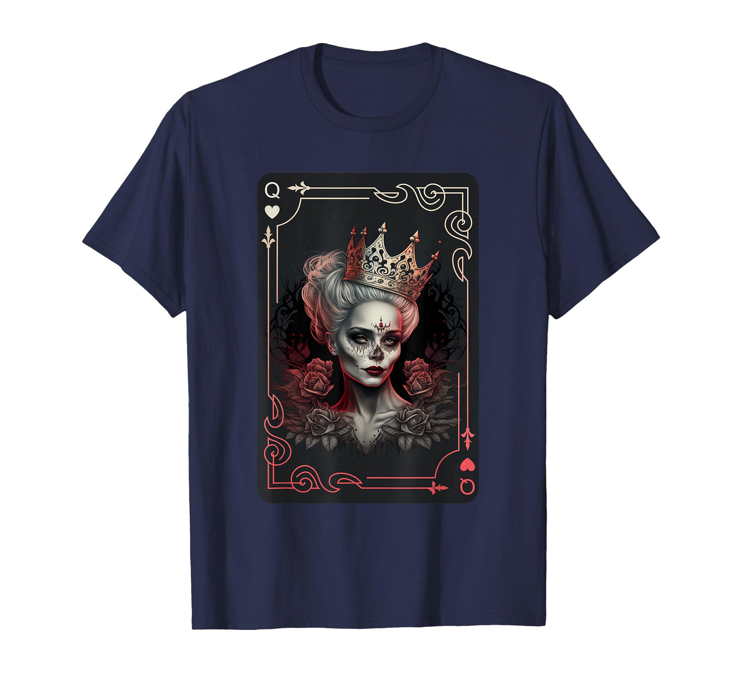 Queen of Hearts Gothic Poker Card Game Halloween Creepy T-Shirt