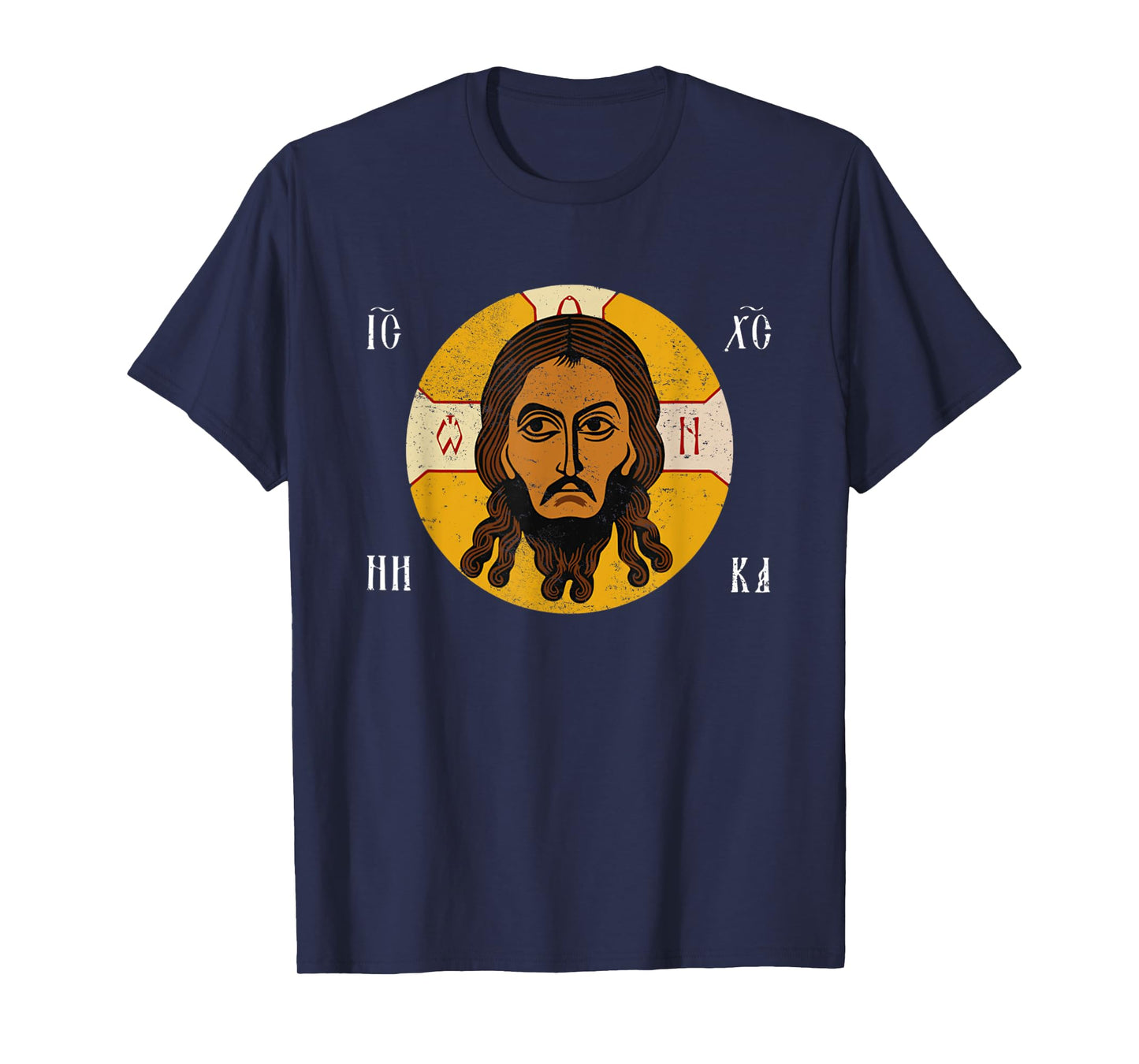 Vintage Face Of Jesus Christ Orthodox Kazan Flag Distressed T-Shirt