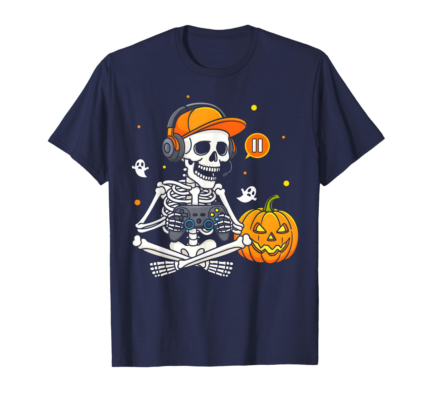 Funny Gaming Hallowen Skeleton Gamer Video Kids Boys T-Shirt