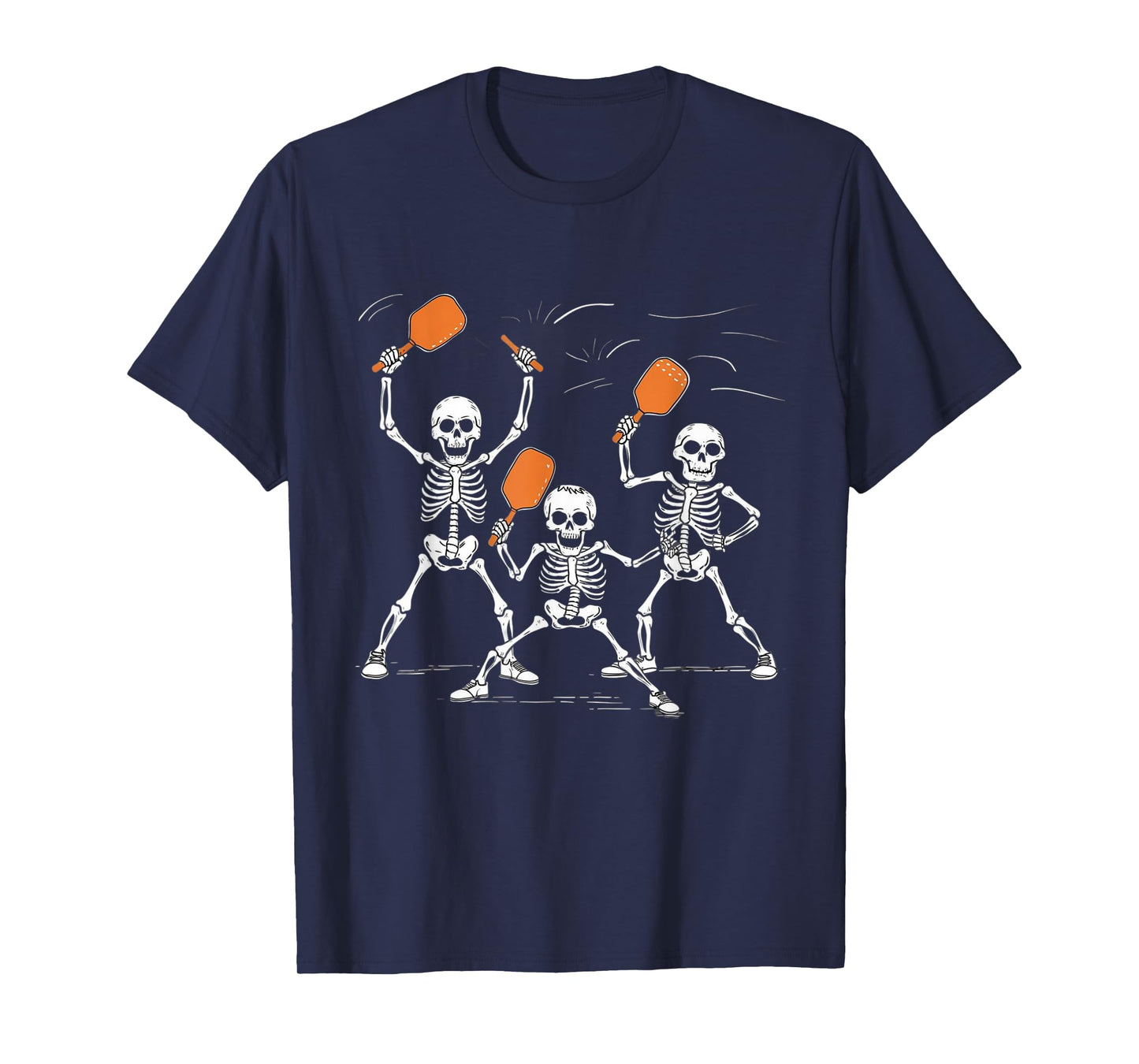 Funny Skeletons Playing Pickleball Halloween T-Shirt