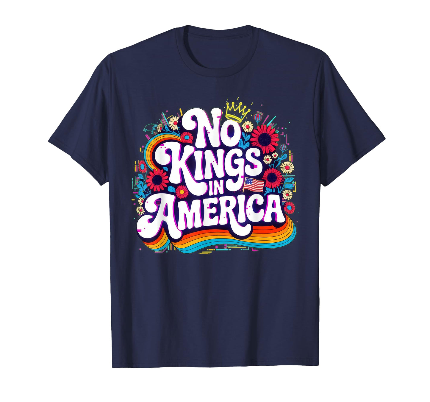 No Kings in America Vintage Patriotic Flag T-Shirt