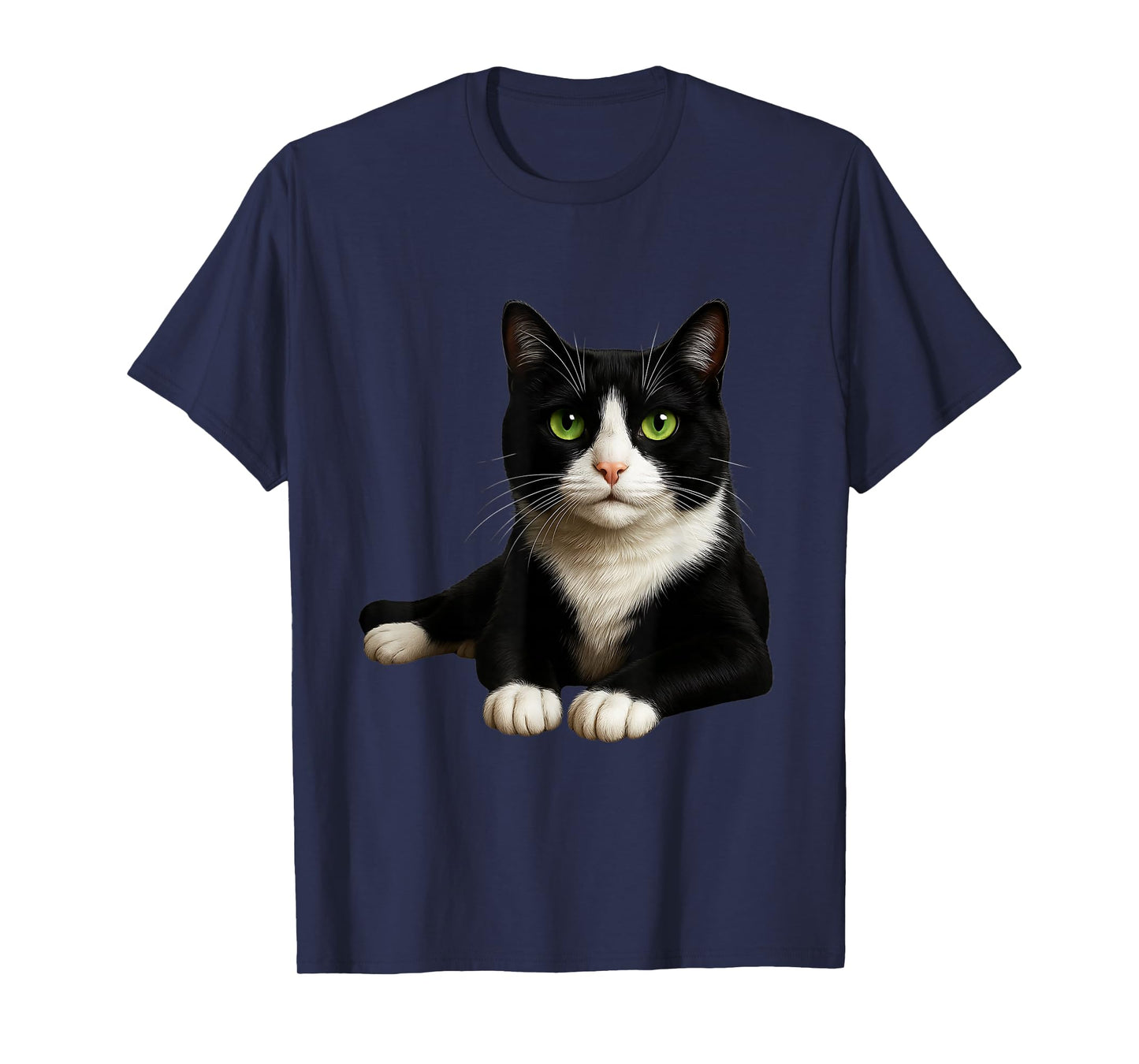 Tuxedo Cat with Green Eyes Artwork T-Shirt