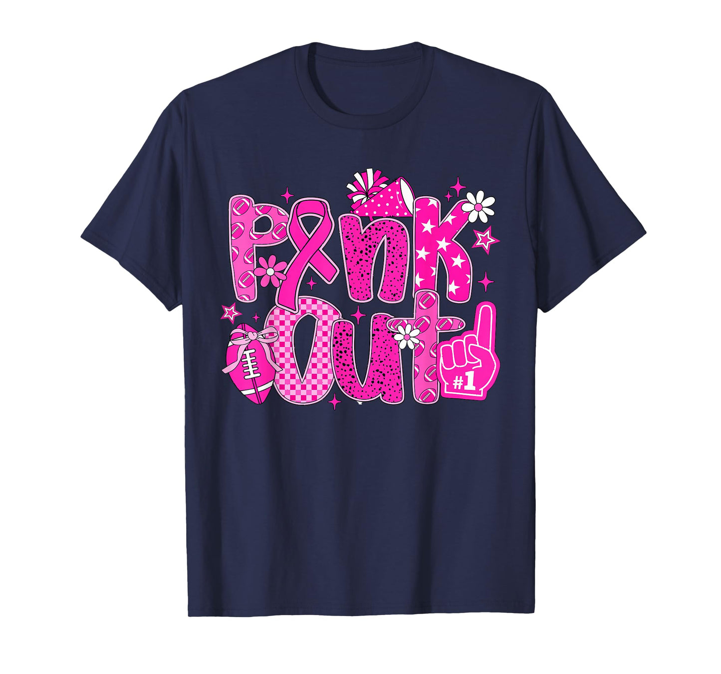 Pink Out Pink Football Pink Cheer Breast Cancer Women T-Shirt