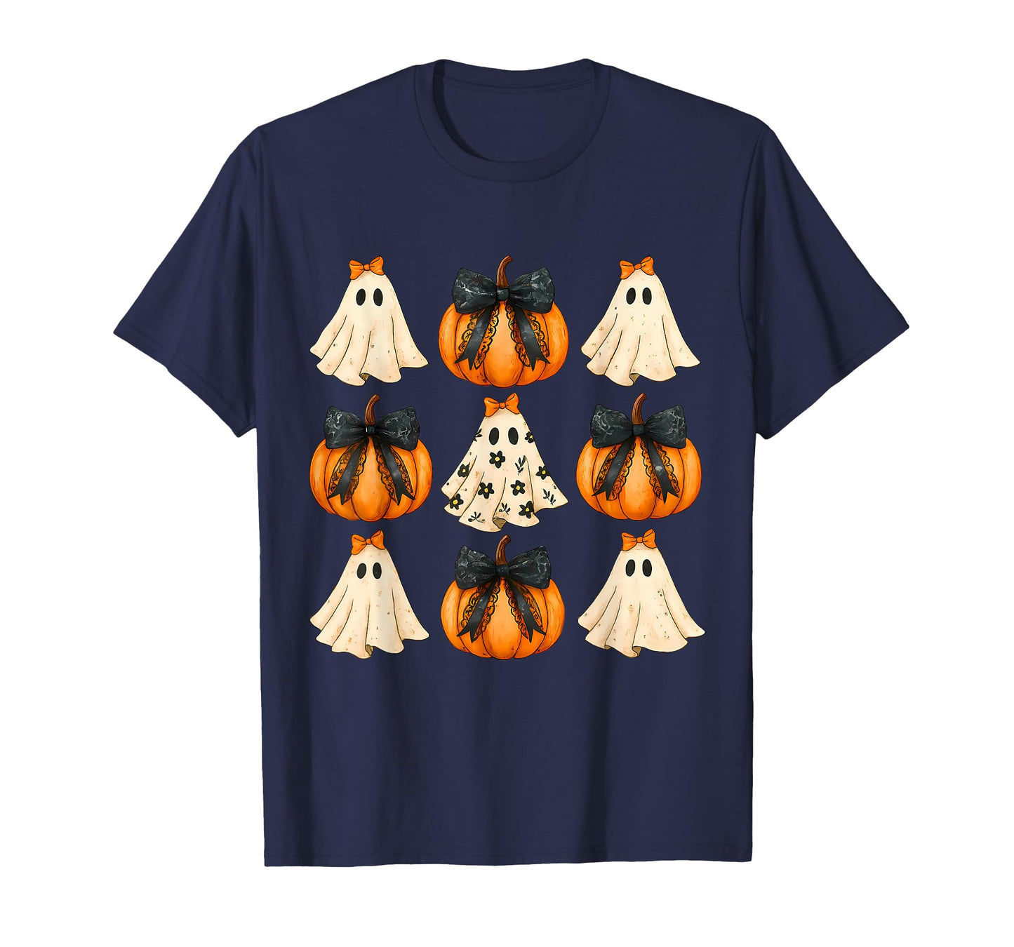 Halloween Coquette Bow Pumpkin Ghost Spooky Boo Women Girl T-Shirt