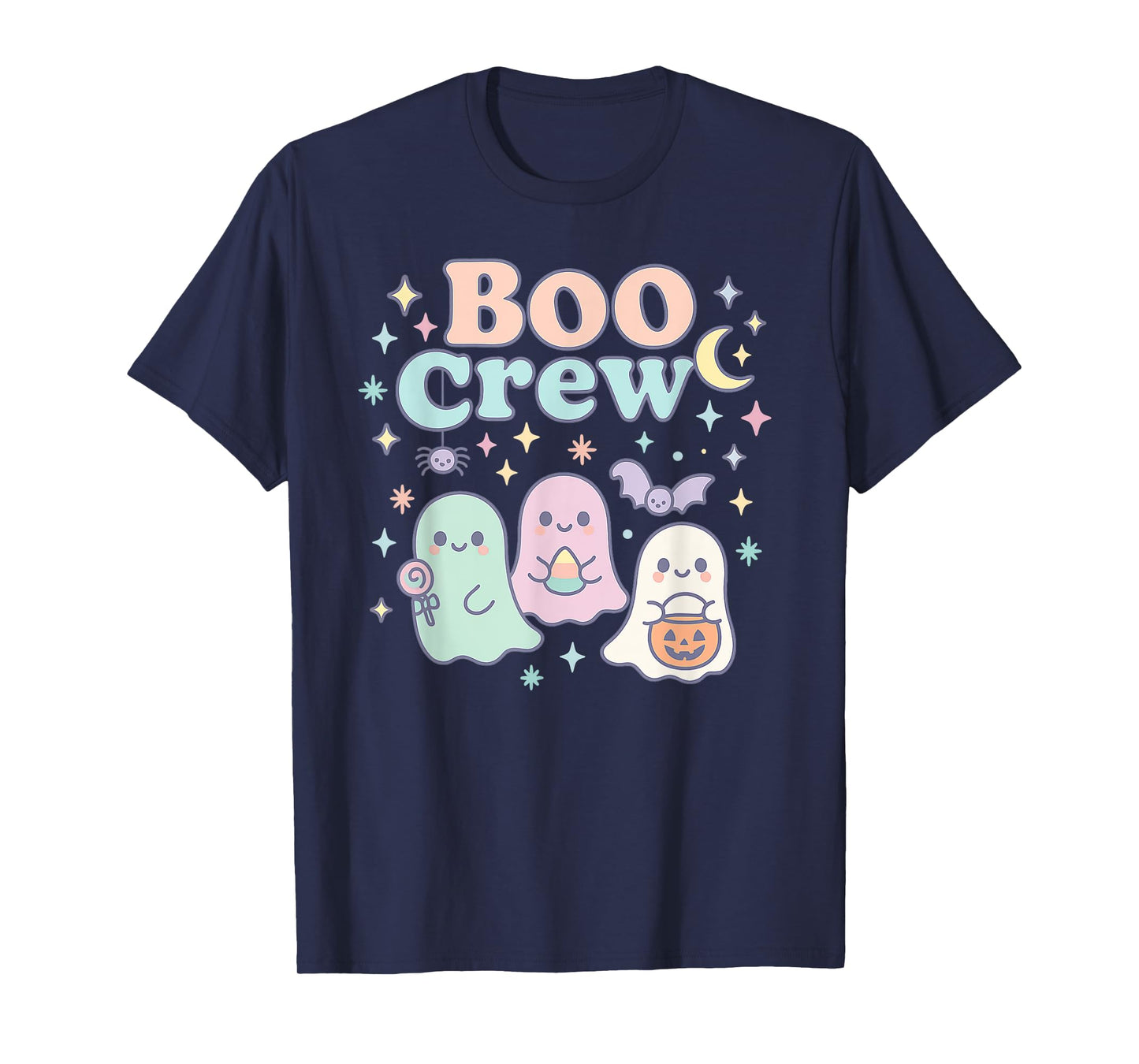 Cute Pastel Boo Crew Halloween Groovy Ghosts Candy Pumpkin T-Shirt