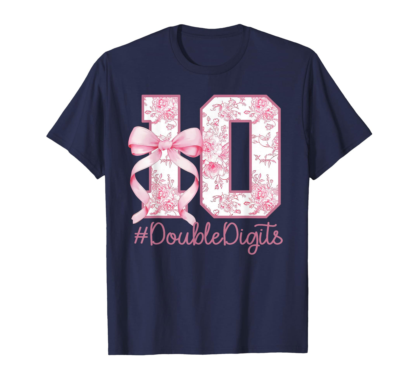 10th Birthday Girl Pink Coquette Bow 10 Year Old Aesthetic T-Shirt
