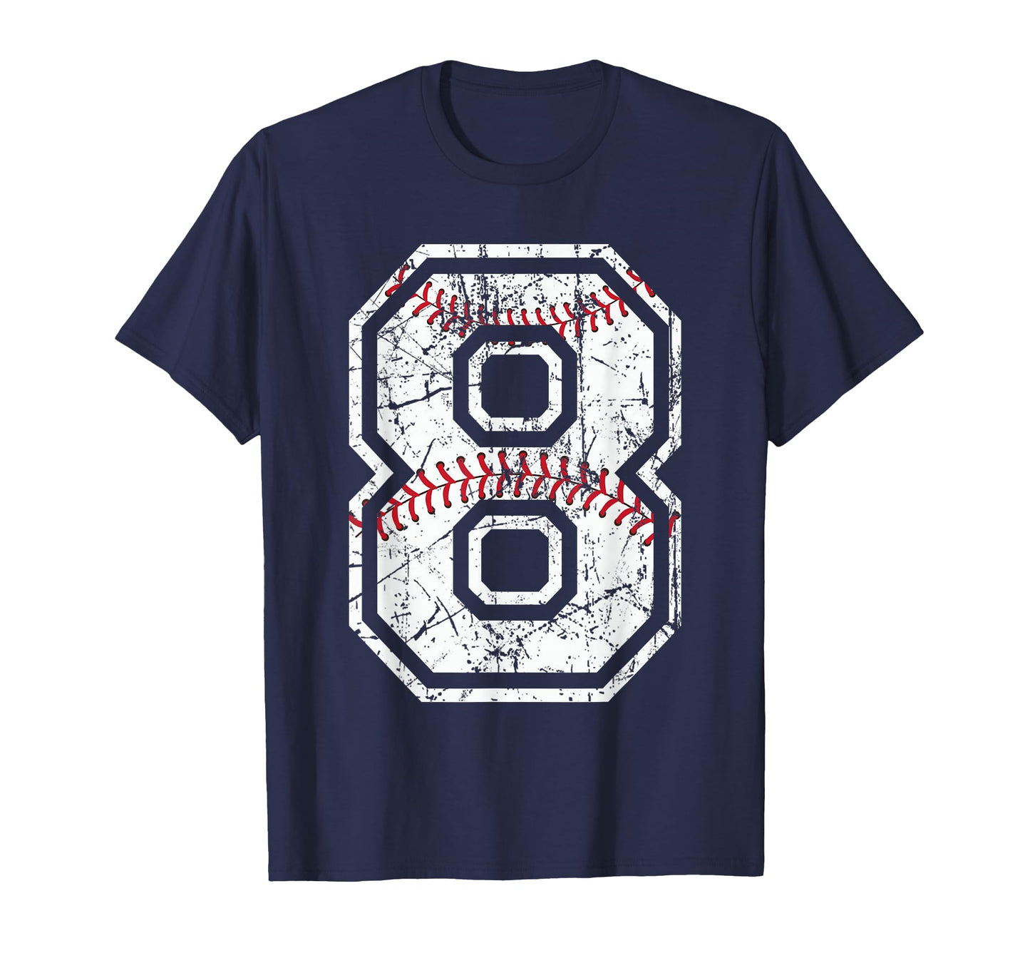 Baseball Jersey Number 8 Vintage Distressed Graphic T-Shirt