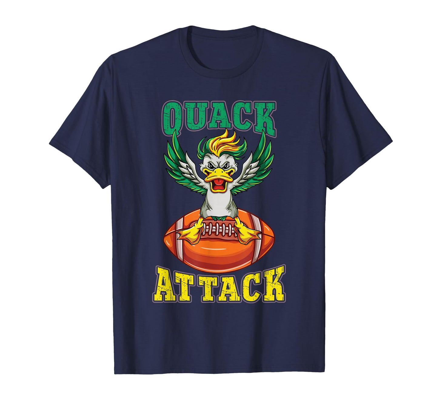 Quack Attack Funny Yellow Green Duck Lover Football Player T-Shirt