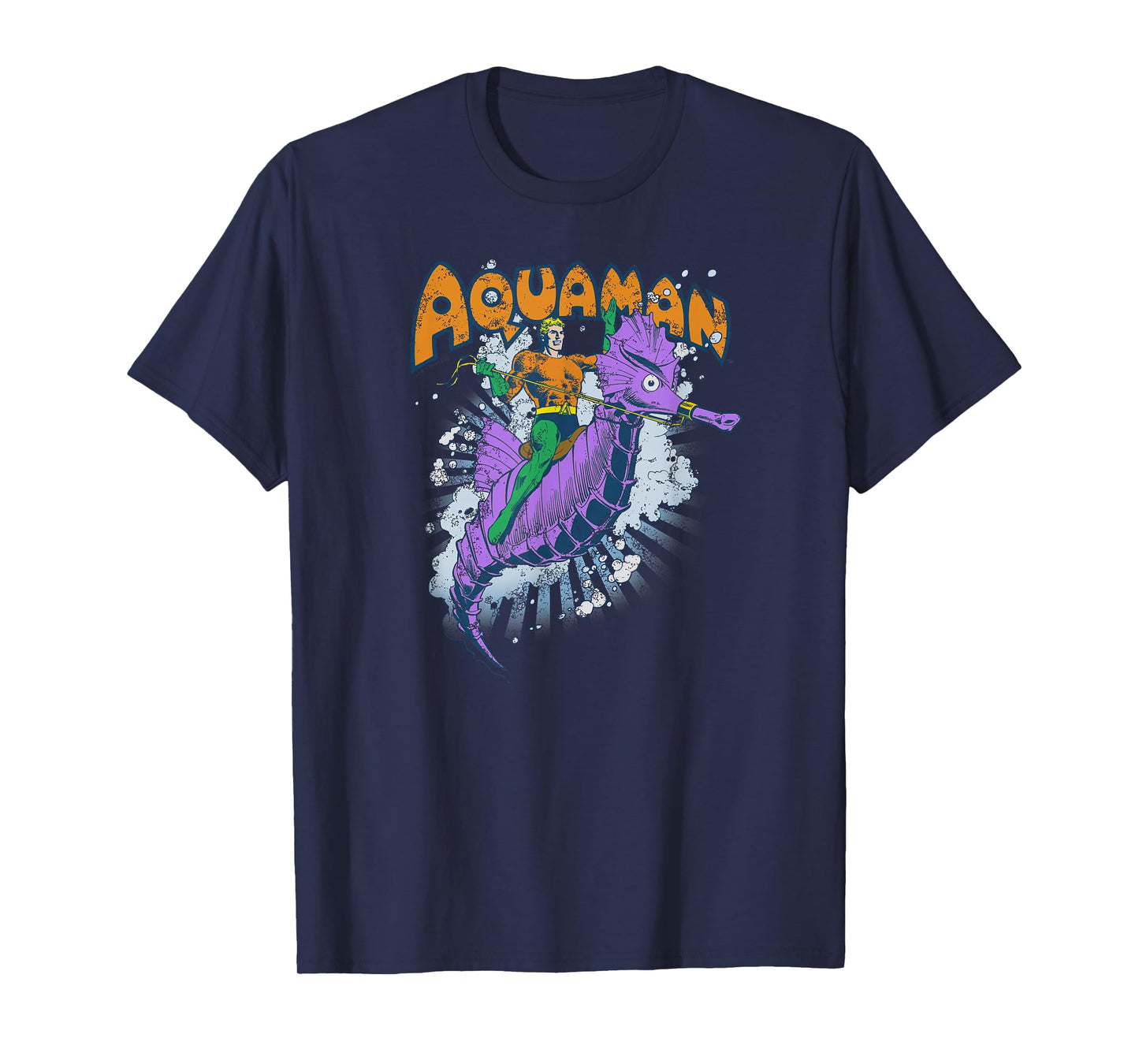 DC Comics Aquaman Ride Free Unisex-Adults T-Shirt, Blue, Small, Short Sleeve, Classic Fit