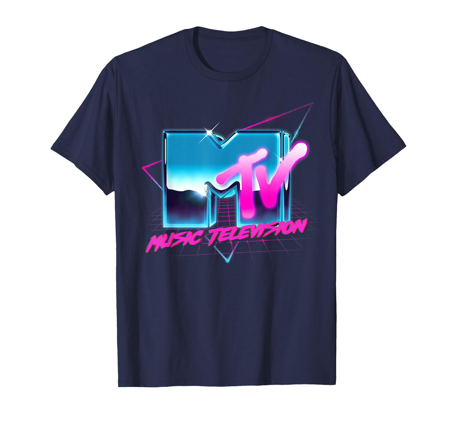Mademark x MTV - Rad 80's MTV Logo Chrome Effect RetroWave Eighties MTV T-Shirt