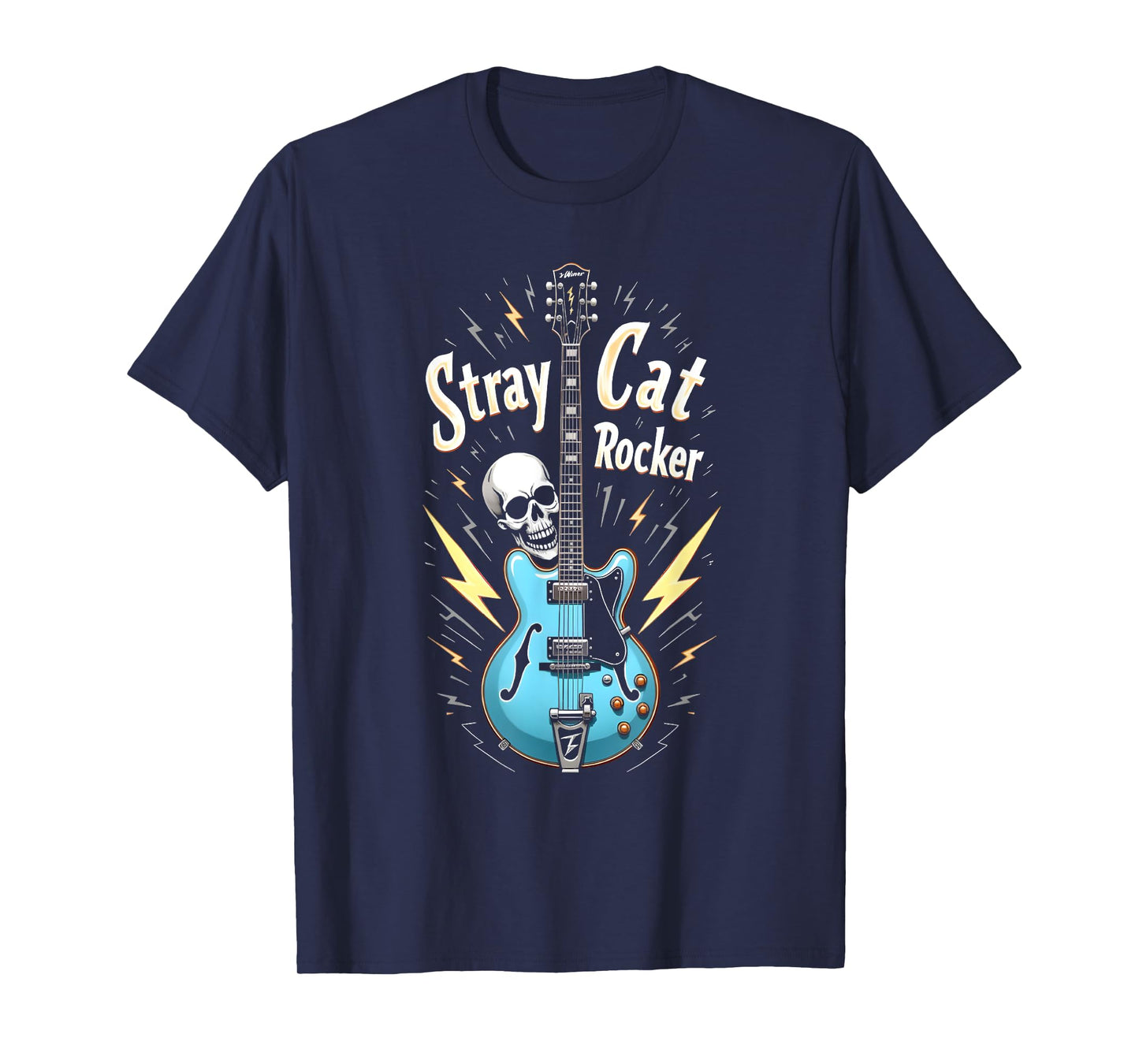 Stray Cat Rocker Vintage Style Rockabilly Guitar T-Shirt