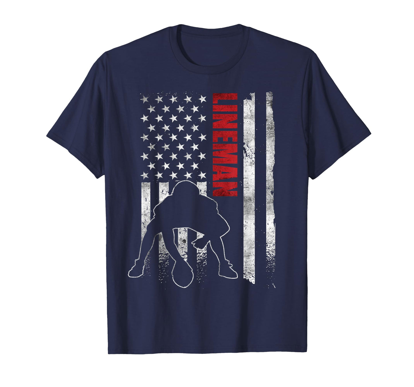 American Football Lineman Offensive Player Apparel US Flag T-Shirt