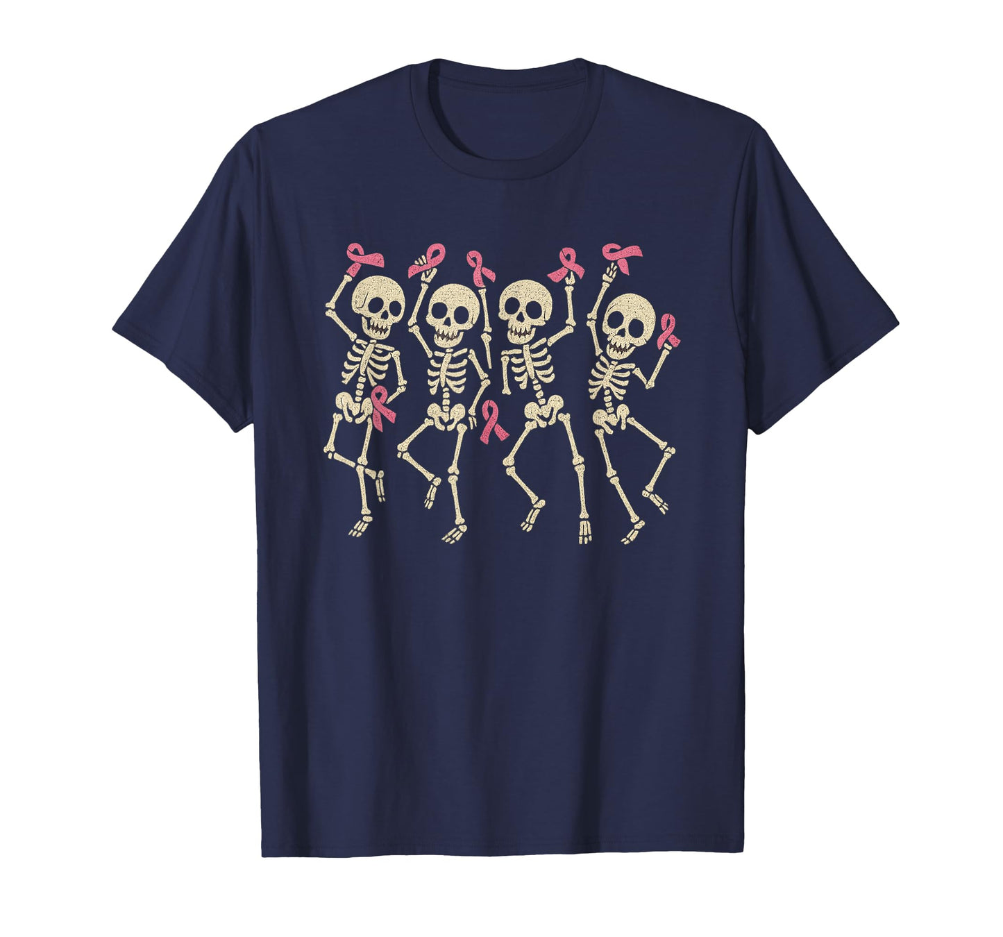 Pink Ribbon Breast Cancer Awareness Skeleton Women Men Kids T-Shirt