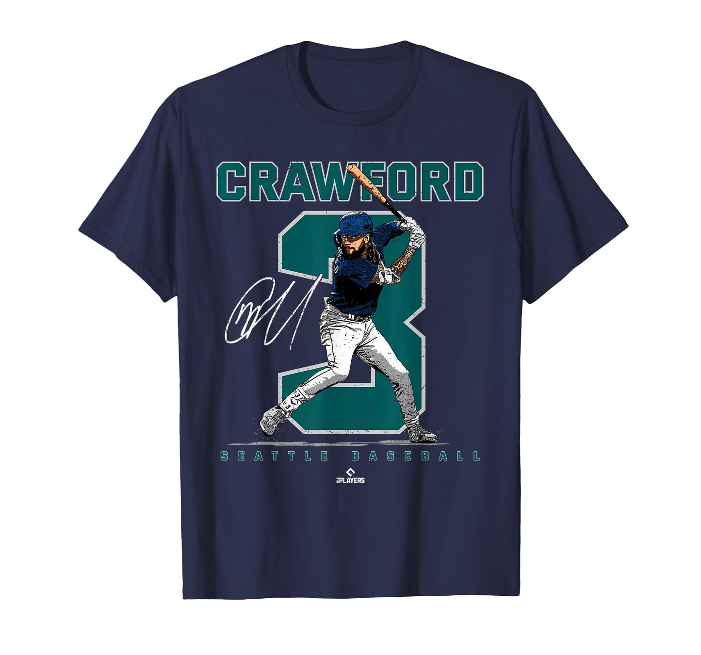Number and Portrait JP Crawford Seattle MLBPA T-Shirt