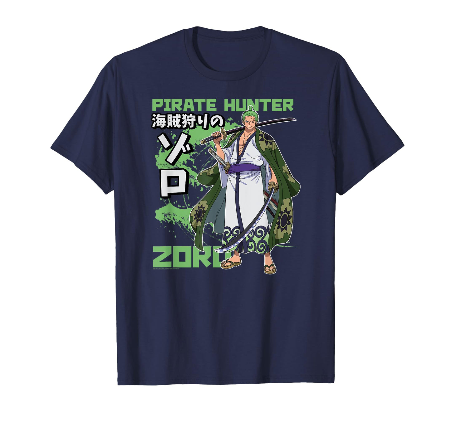 One Piece Anime Pirate Hunter Zoro Wano Costume Kanji T-Shirt