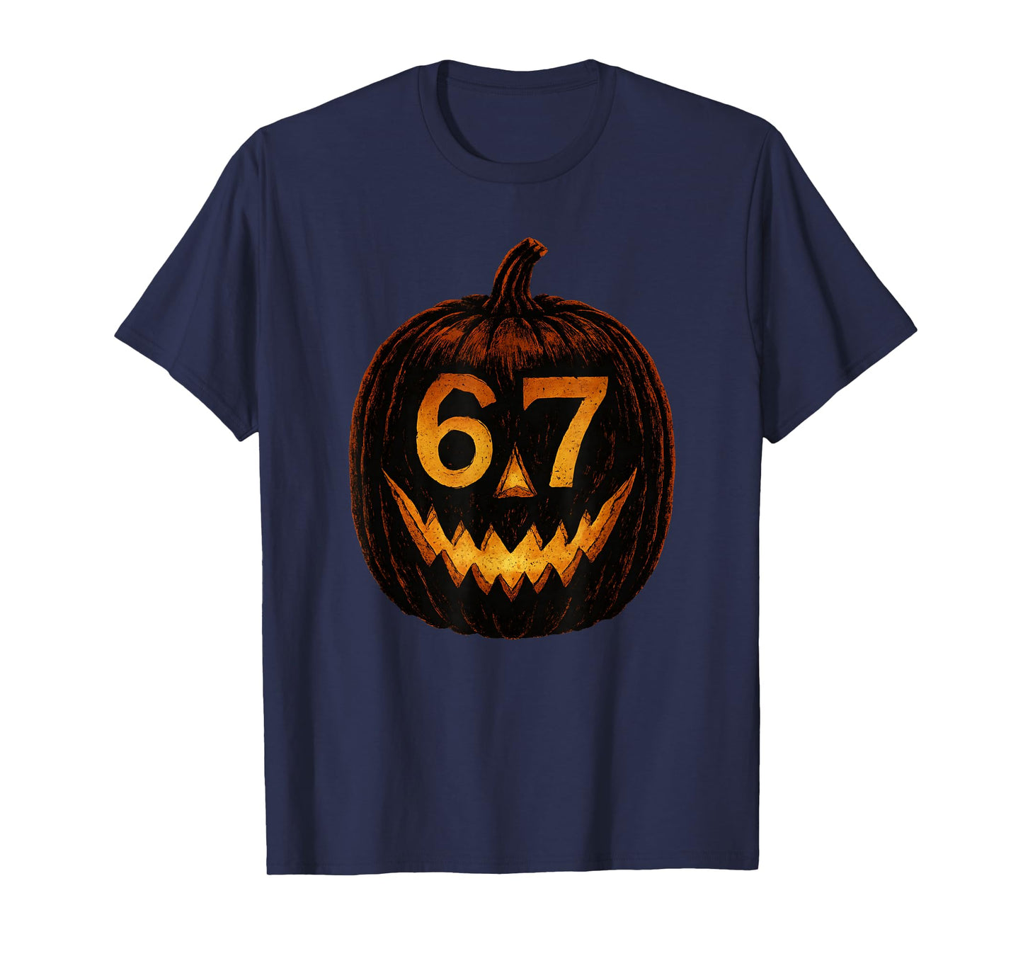 6 7 Meme Halloween Pumpkin 67 Gen Alpha Slang Six Seven Teen T-Shirt