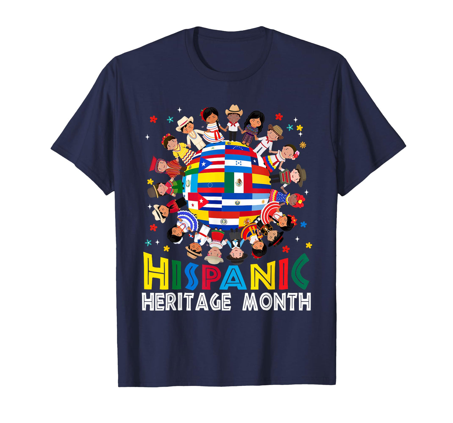 Hispanic Heritage Month Earth Childs Latin Flag Boy Girl Kid T-Shirt