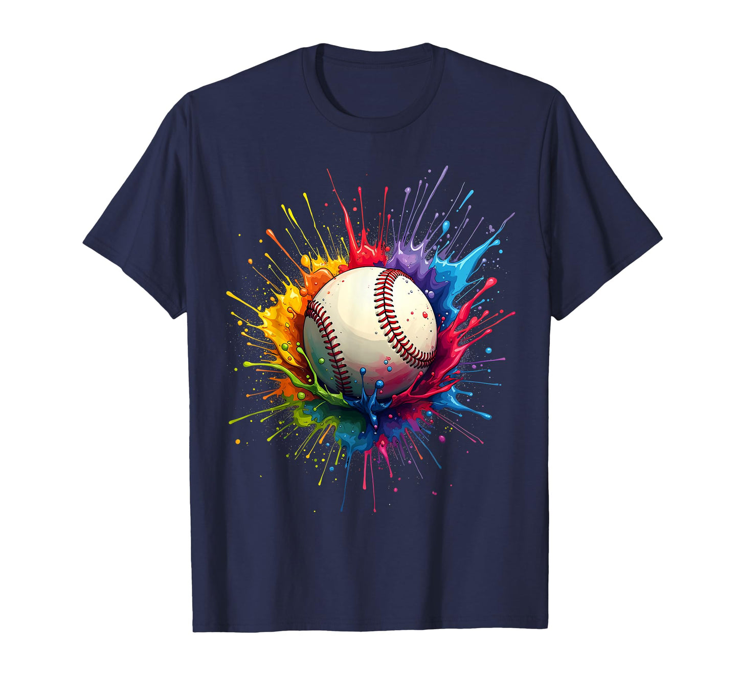 Baseball Player Color Art Colorful Tie Dye Paint Splatter T-Shirt