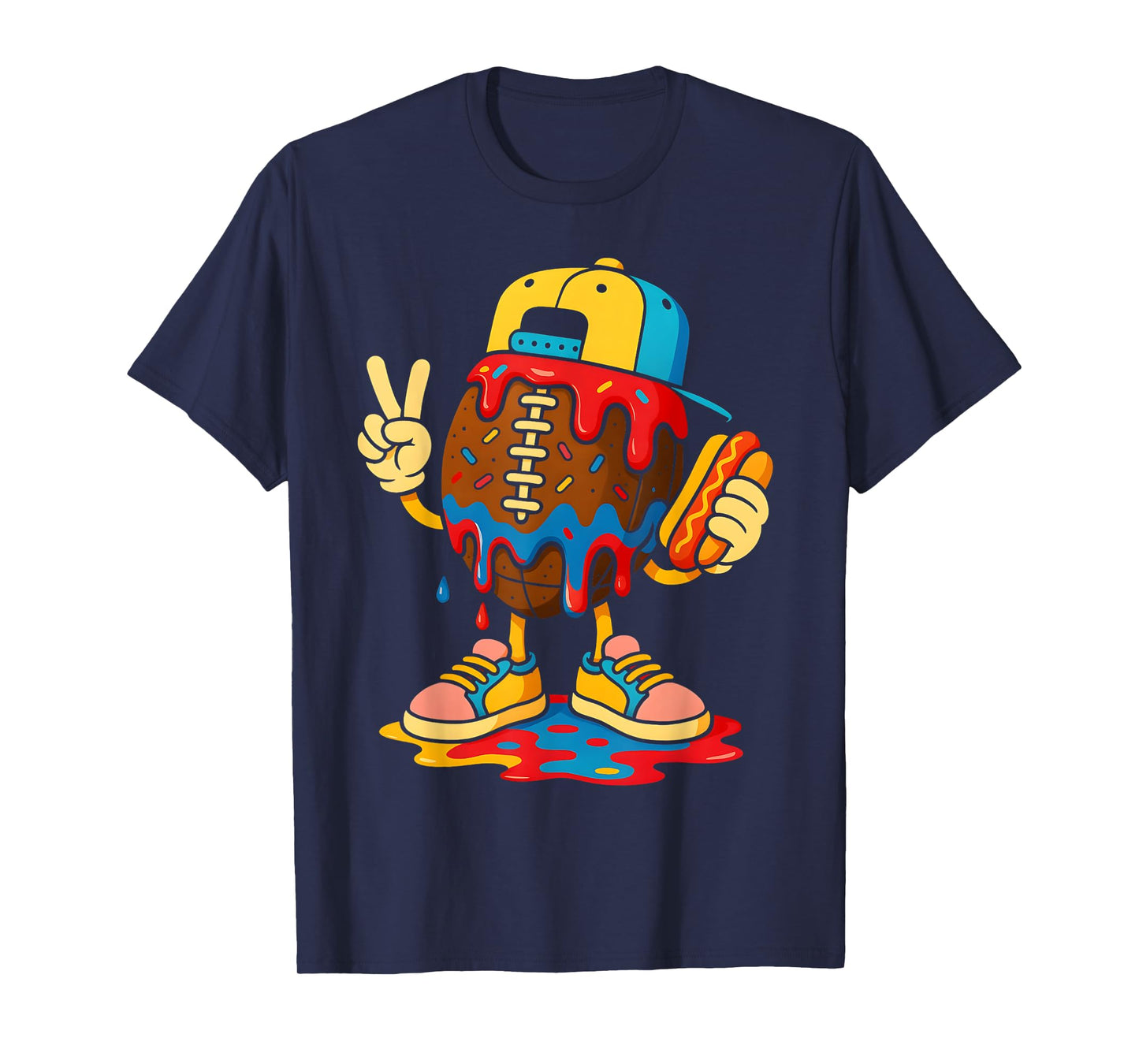 Football Drip Boys Football Ice Cream Youth Game Day T-Shirt