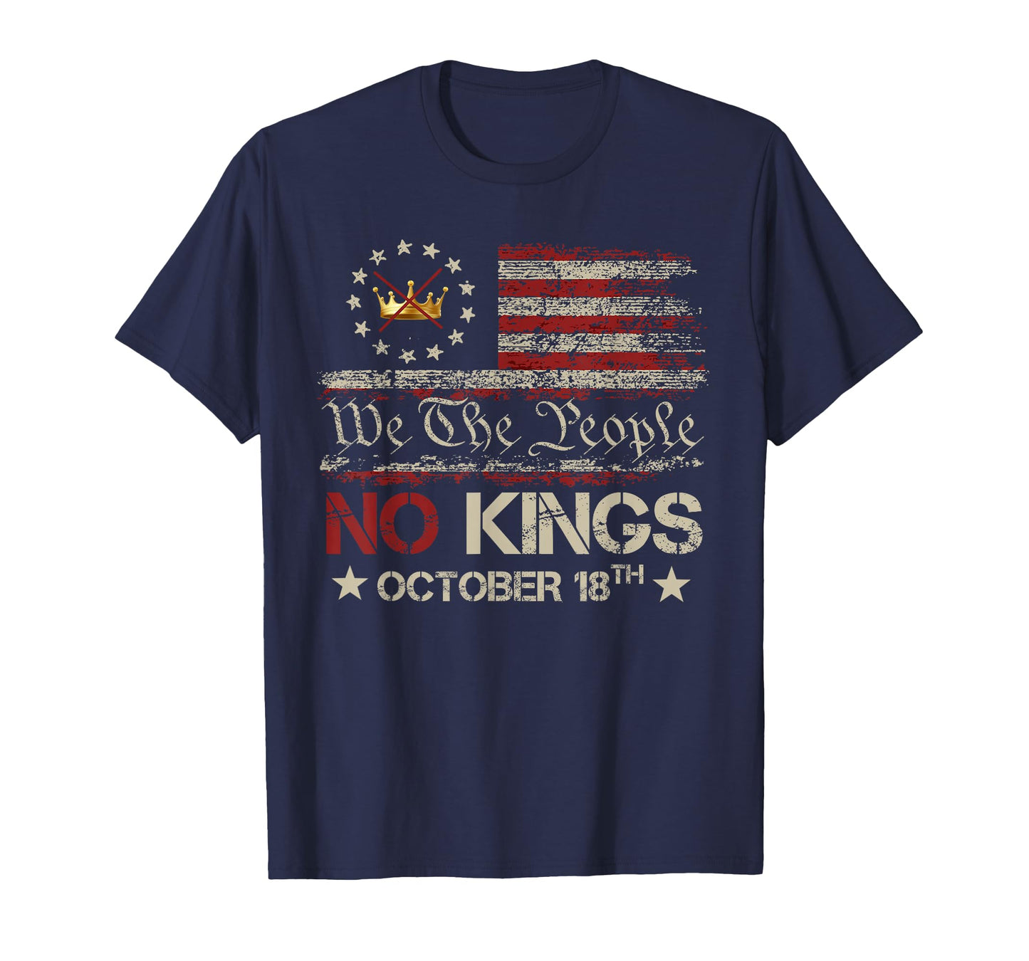 No Kings Vintage America Flag 1776 October 18 T-Shirt