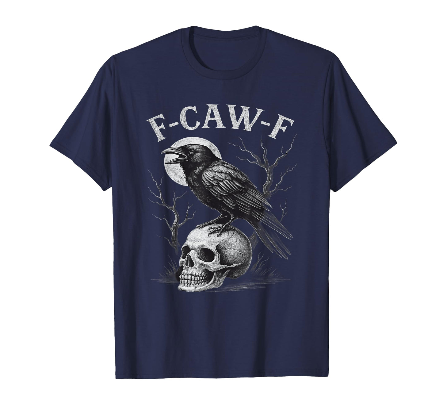F-Caw-F Black Crow Bird Retro Vintage Gothic Moon F-Caw-F T-Shirt