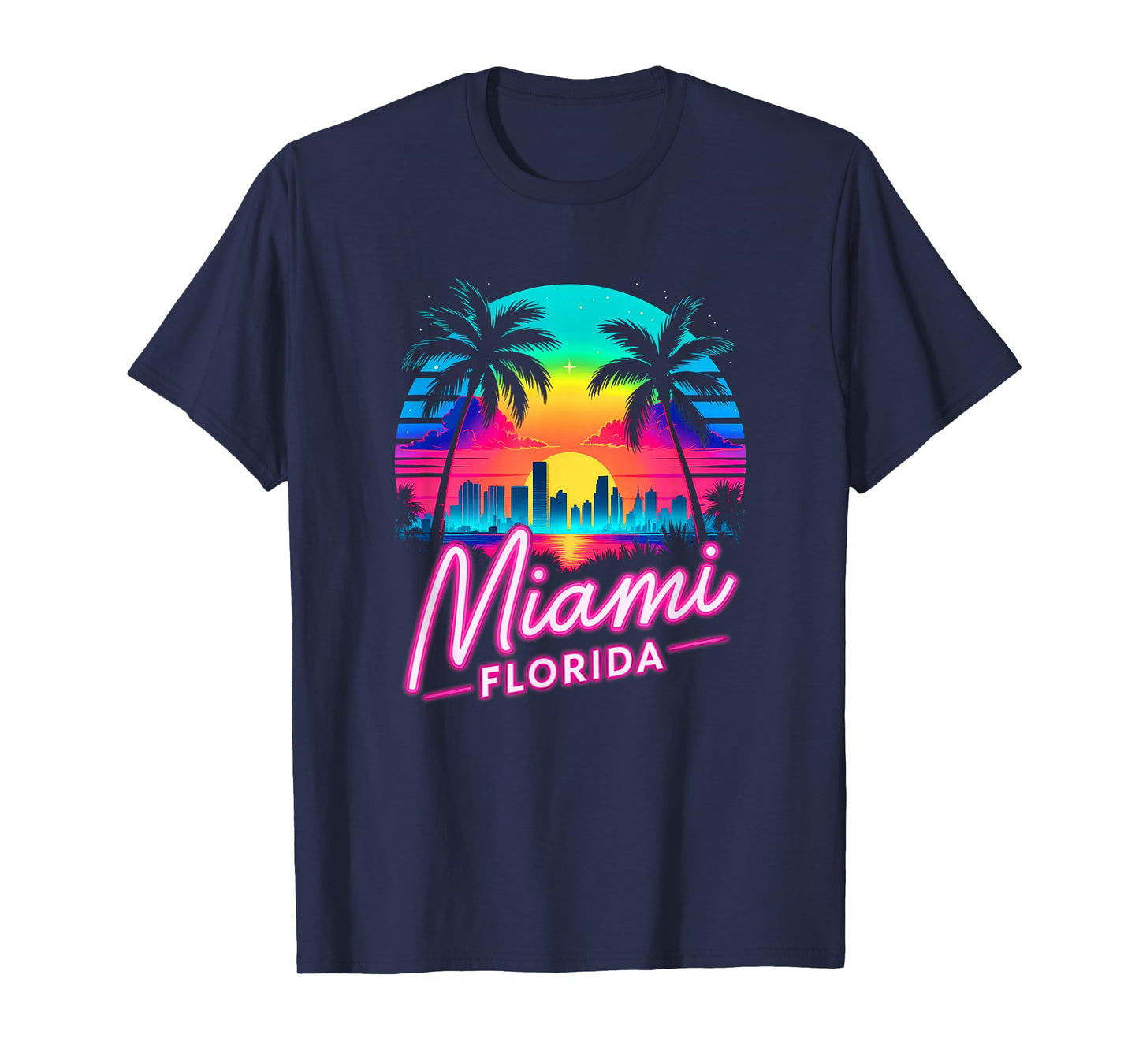 Vintage Miami Beach Retro City Florida Vacation Sunset T-Shirt