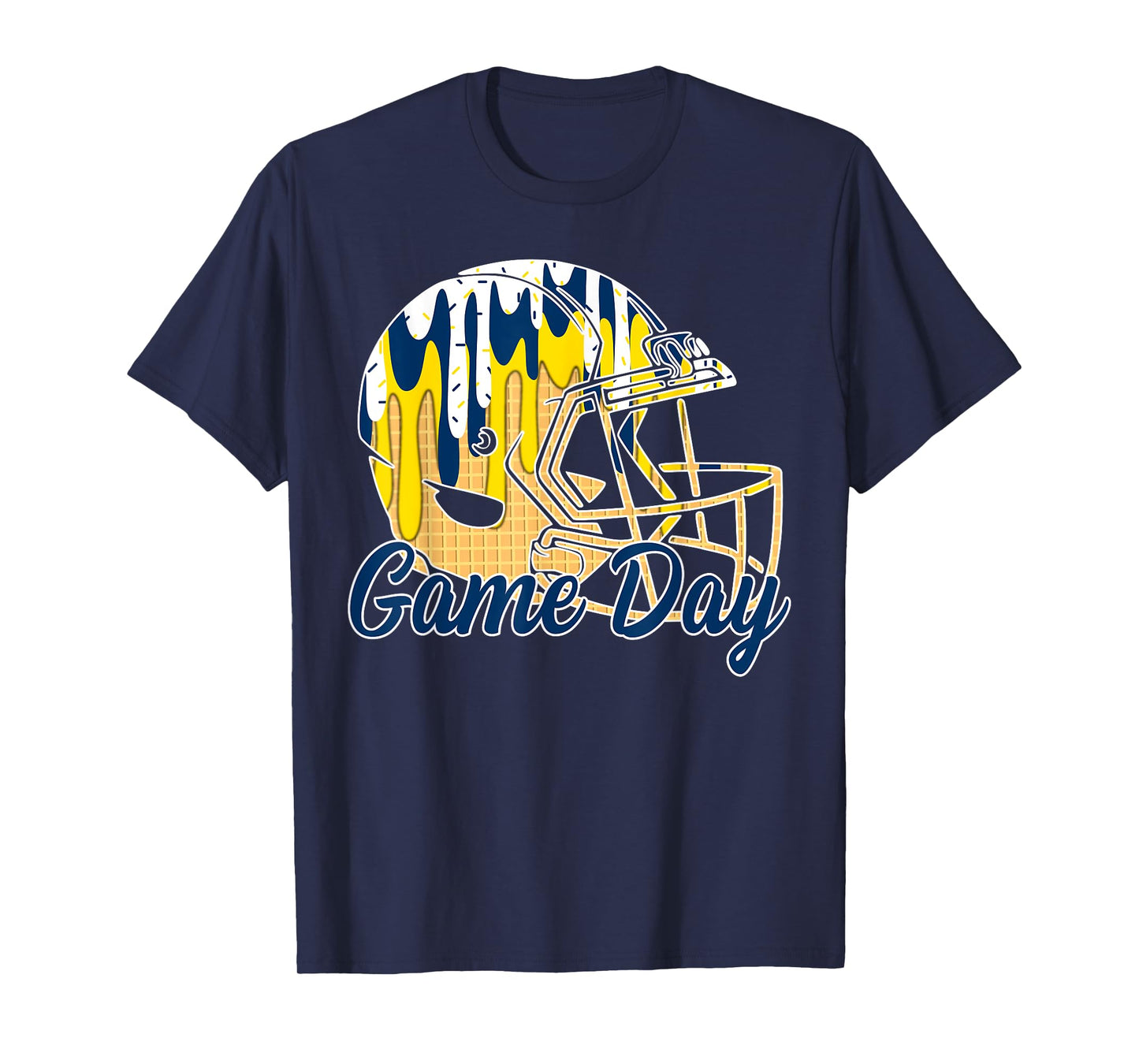 Football Drip Game Day Sport Football Mom Go Cheer Blue Navy T-Shirt