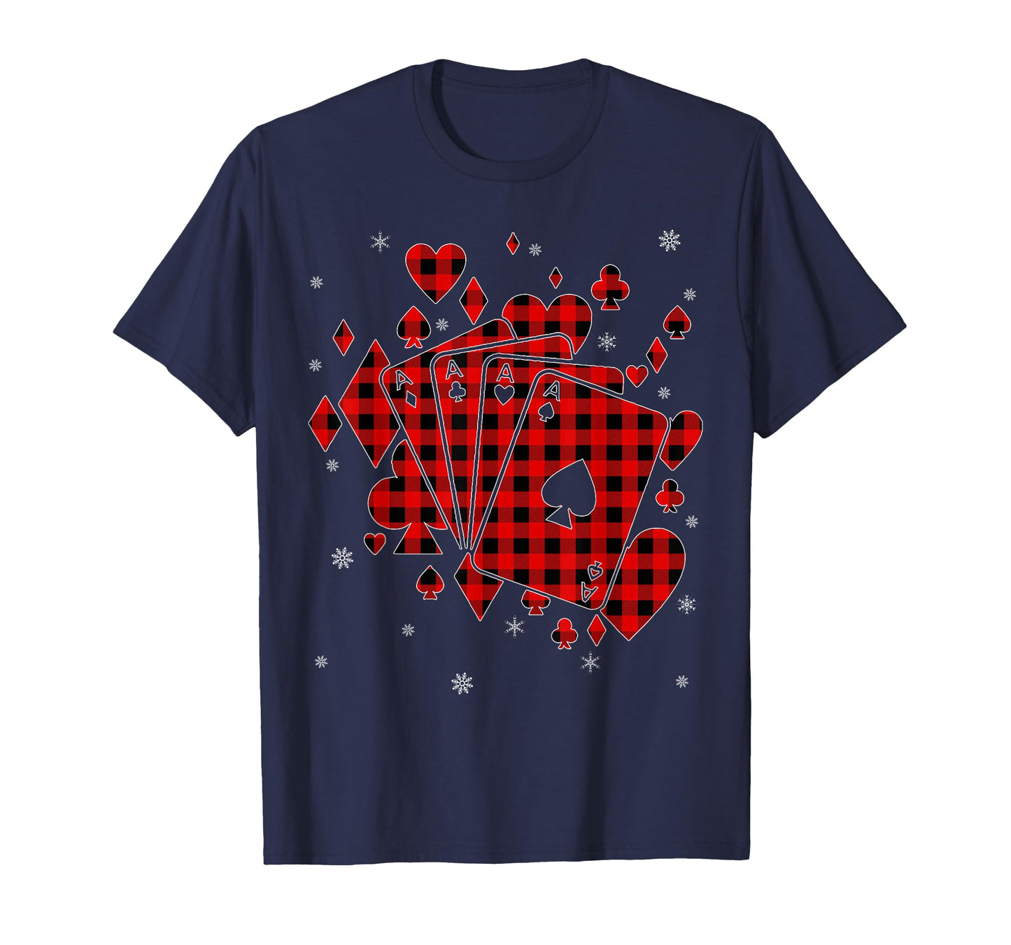 Funny Buffalo Plaid Family Matching Poker Christmas Pajama T-Shirt