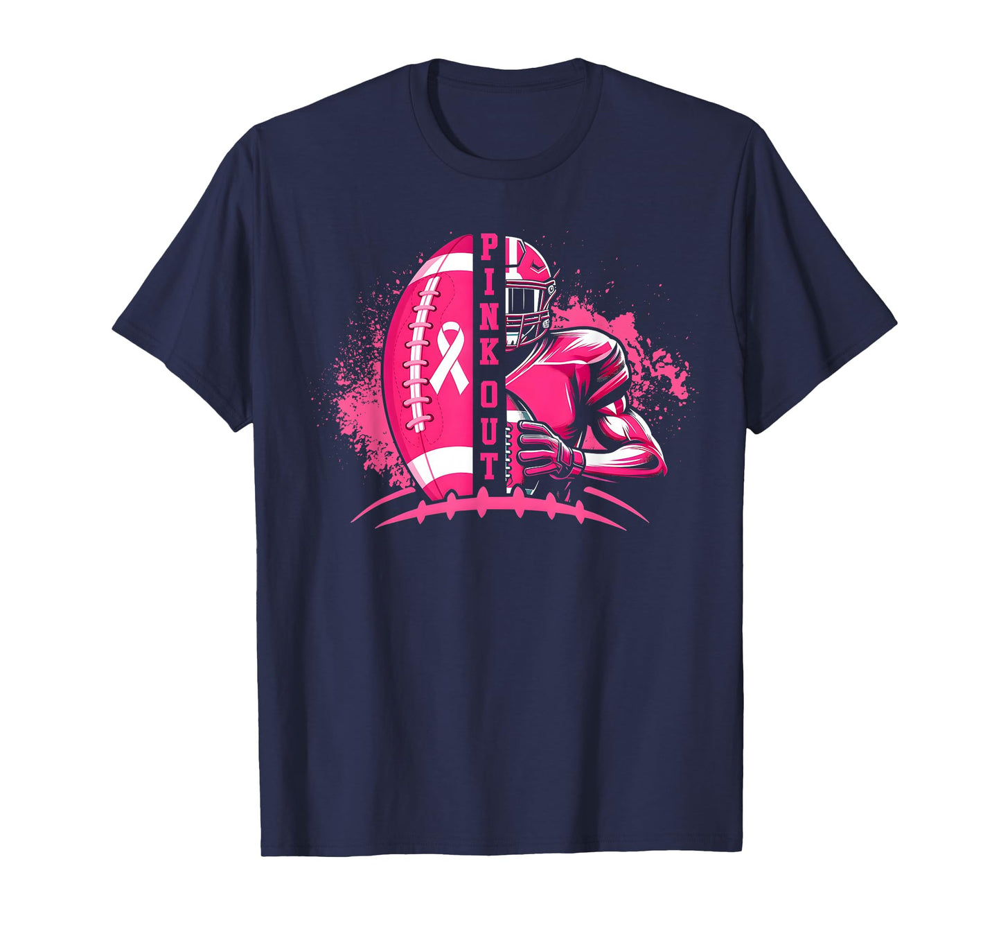 Football Pink Out Team Breast Cancer Awareness Month Womens T-Shirt