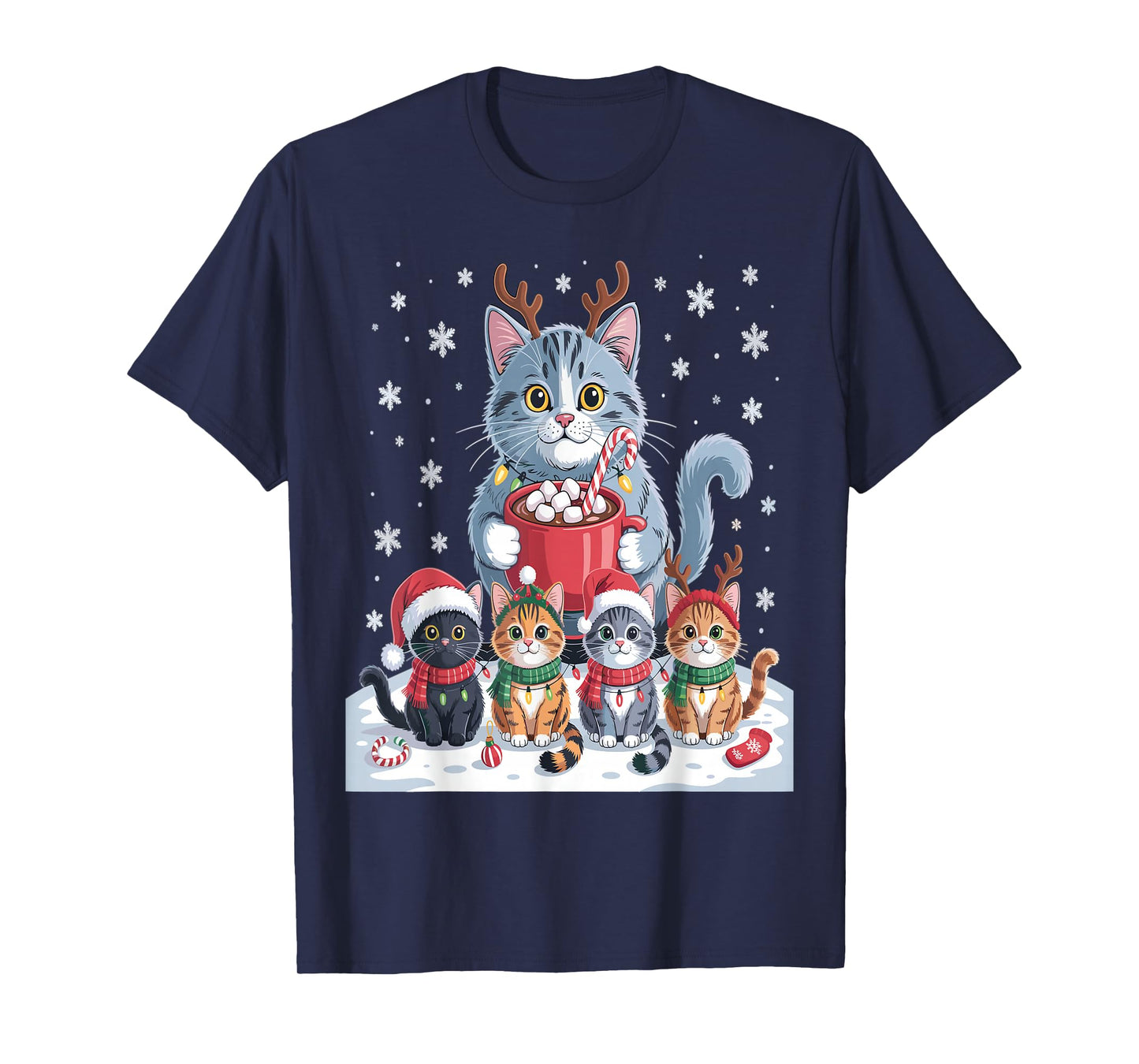 Funny Cat Christmas Shirt Holiday Santa Design T-Shirt