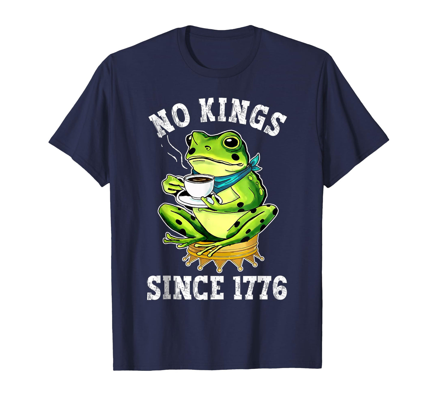 No Kings Since 1776 Portland Frog Kicking Crown Retro T-Shirt