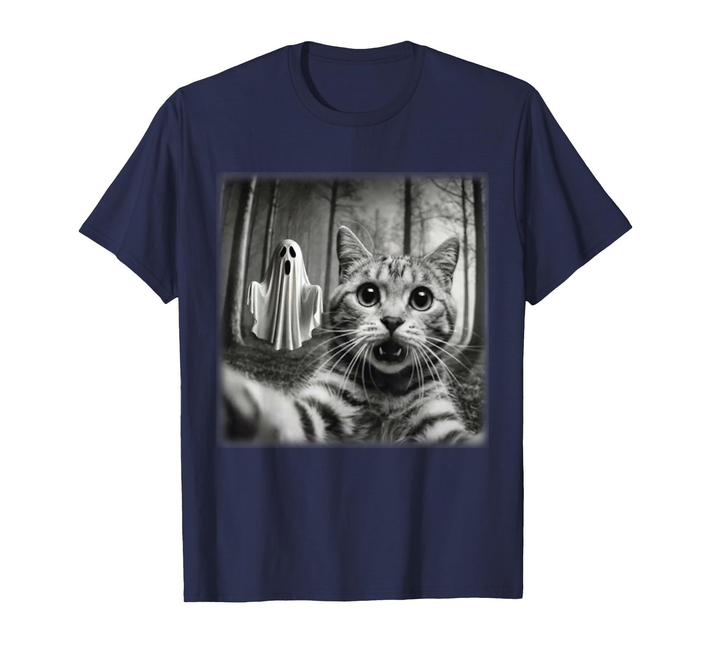 Funny Halloween Cat Selfie with Spooky Ghost Cat Lovers T-Shirt
