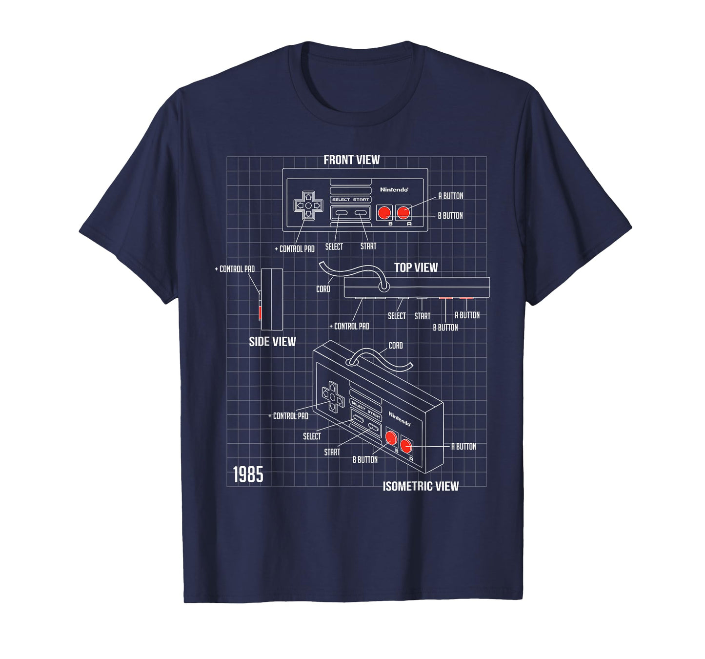 Nintendo NES Controller Parts Schematic Graphic T-Shirt