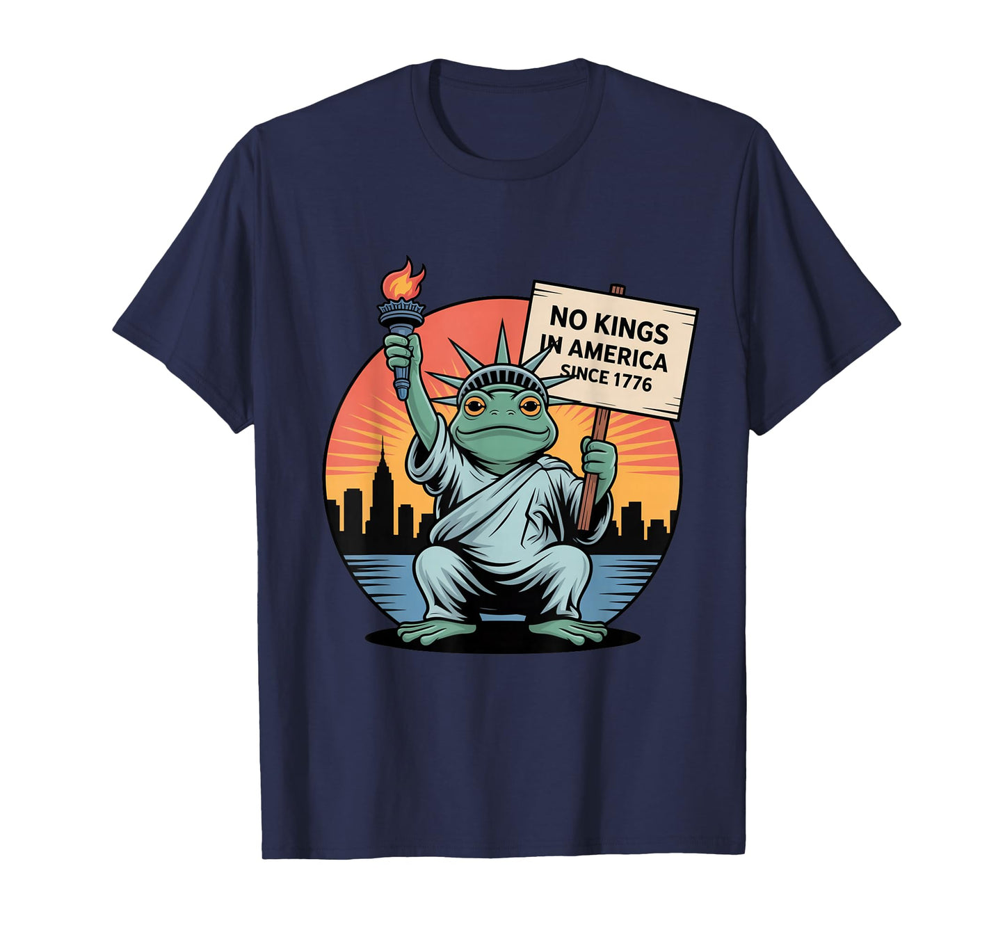 Statue of Ribbity No Kings in America Frog Protest Liberty T-Shirt