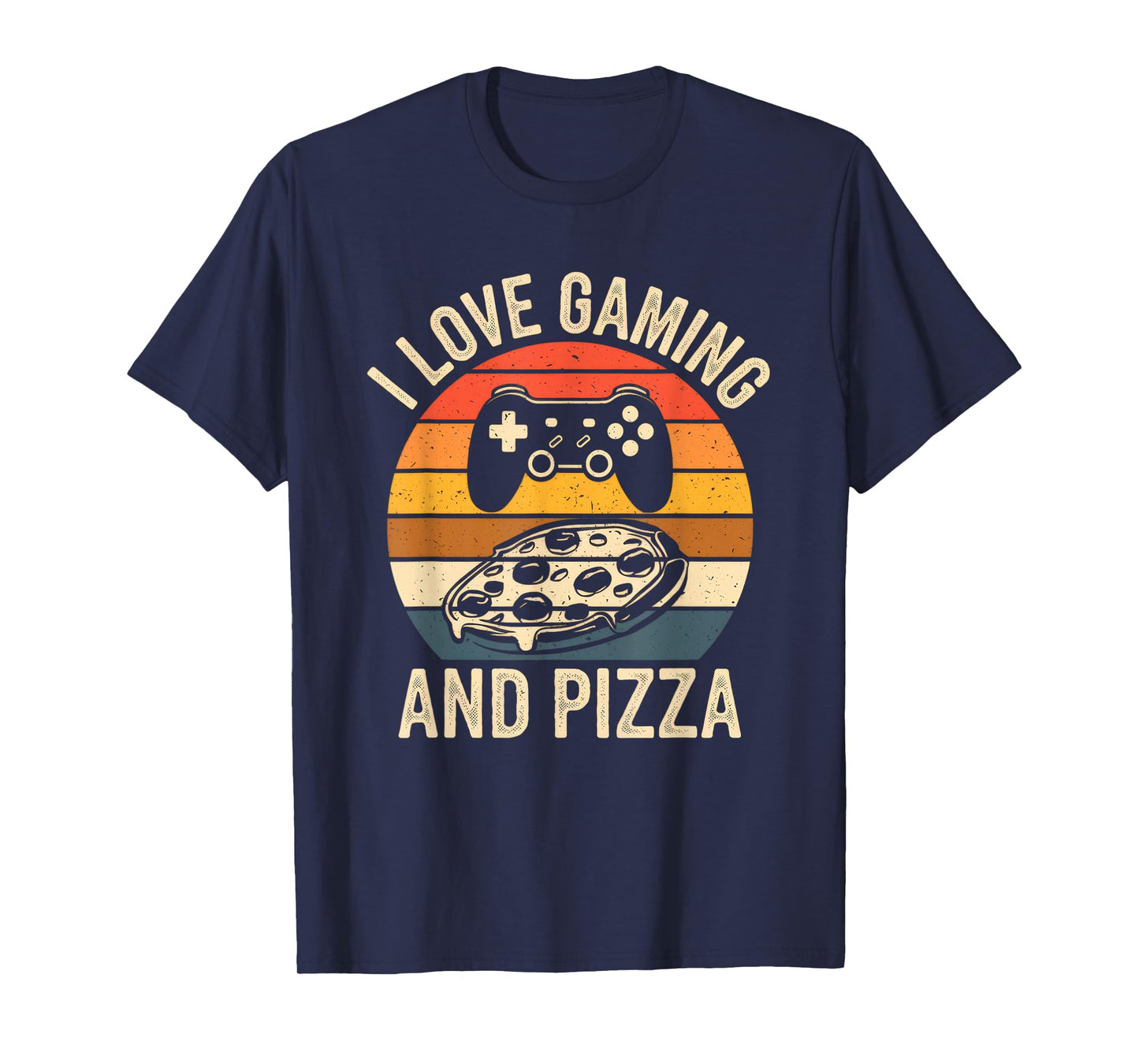 I Love Gaming And Pizza Vintage Funny Retro Pizza Gamer T-Shirt