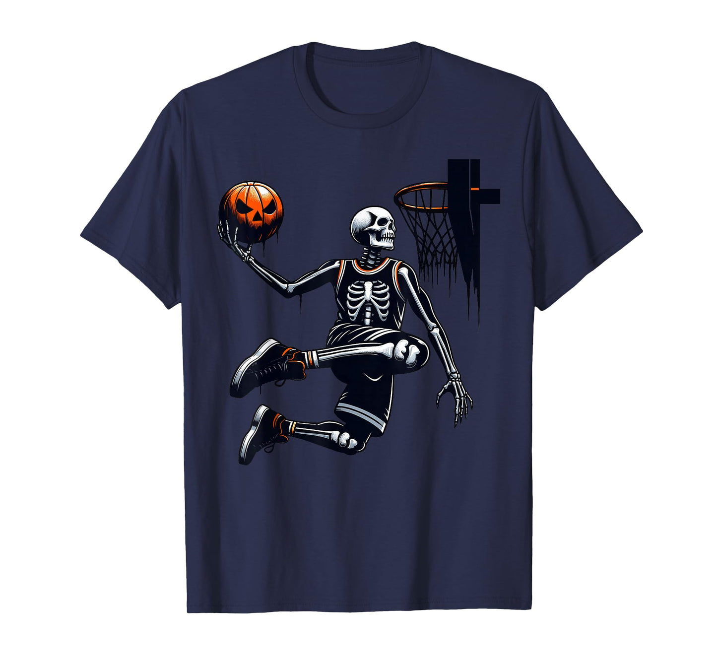 Skeleton Basketball Player Men Boys Scary for Halloween T-Shirt