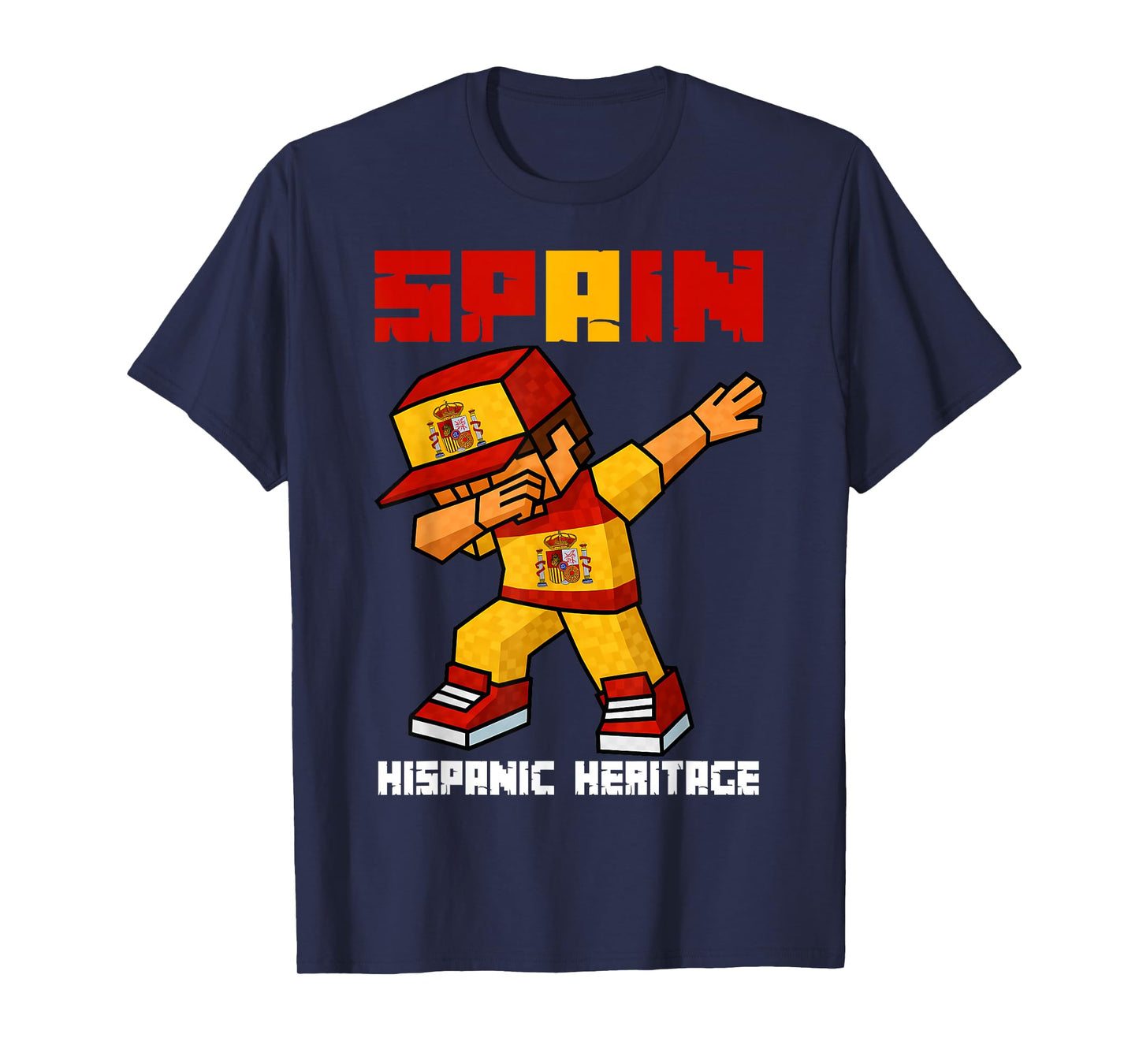 Spain Root Dab Boy Game Pixel Hispanic Heritage Spaniard Kid T-Shirt