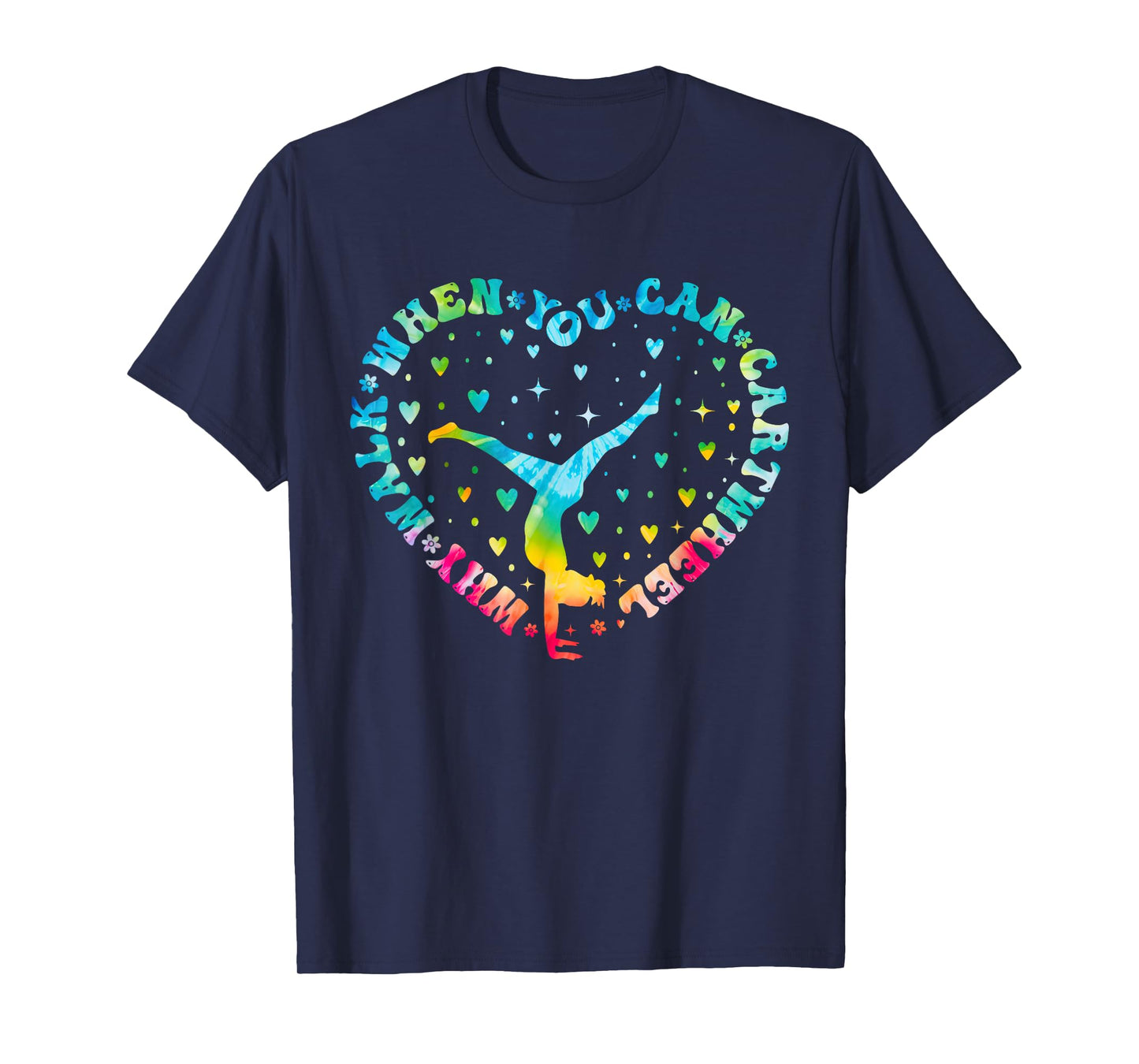 Tie-dye Heart Cartwheel Gymnastics Cheerleader Gymnast Girl T-Shirt