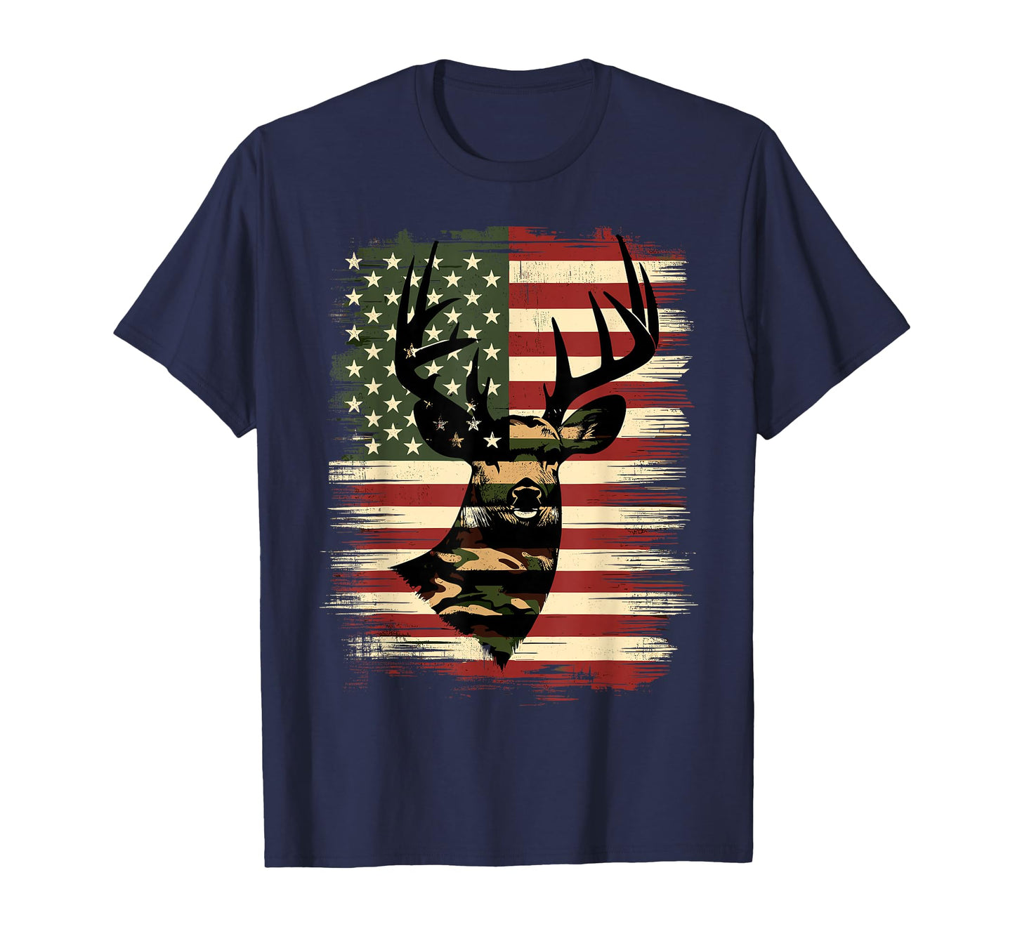 Camo American Flag Hunting Deer Hunter T-Shirt