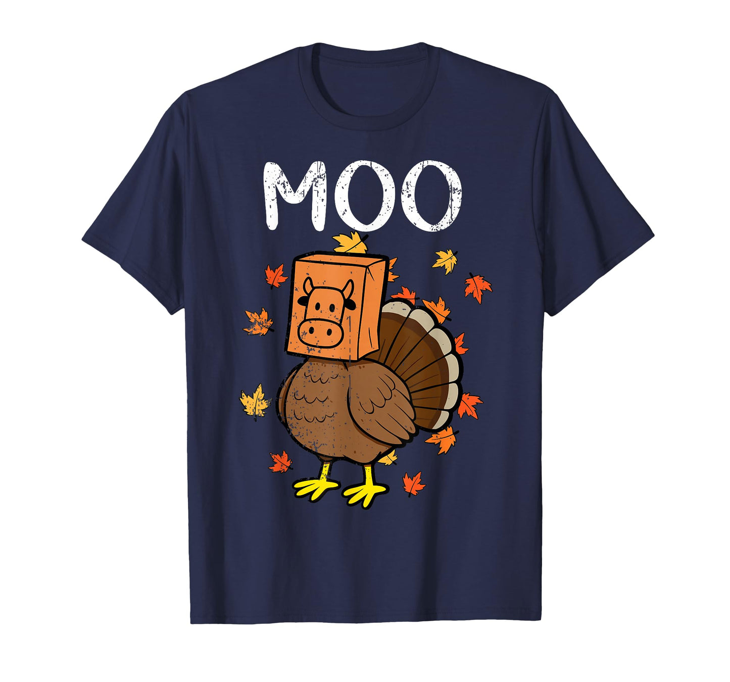 Thanksgiving Turkey Moo Cow Head Funny Fall Men Women Kids T-Shirt